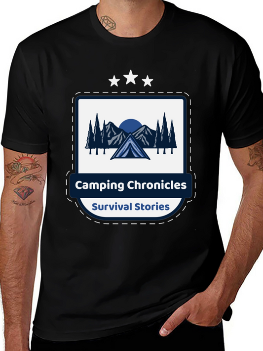 Camping Chronicles Survival Stories Black T-Shirt
