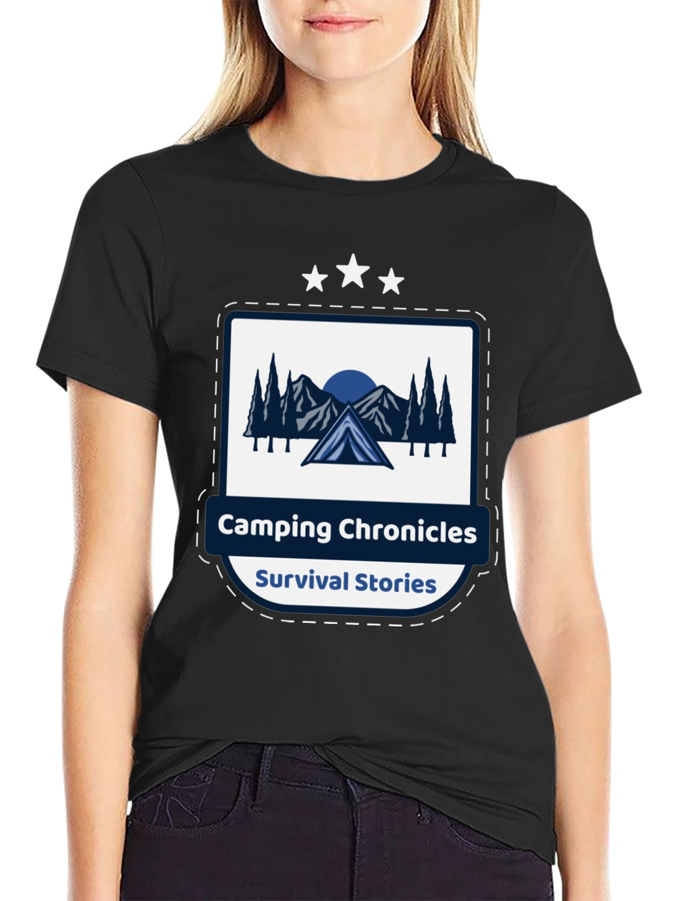 Camping Chronicles Survival Stories Black T-Shirt
