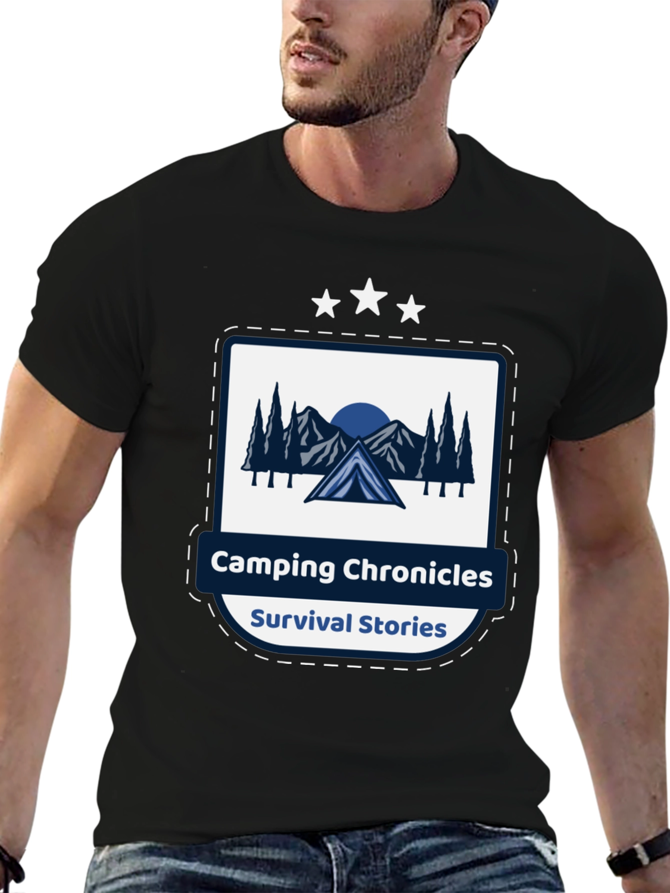 Camping Chronicles Survival Stories Black T-Shirt