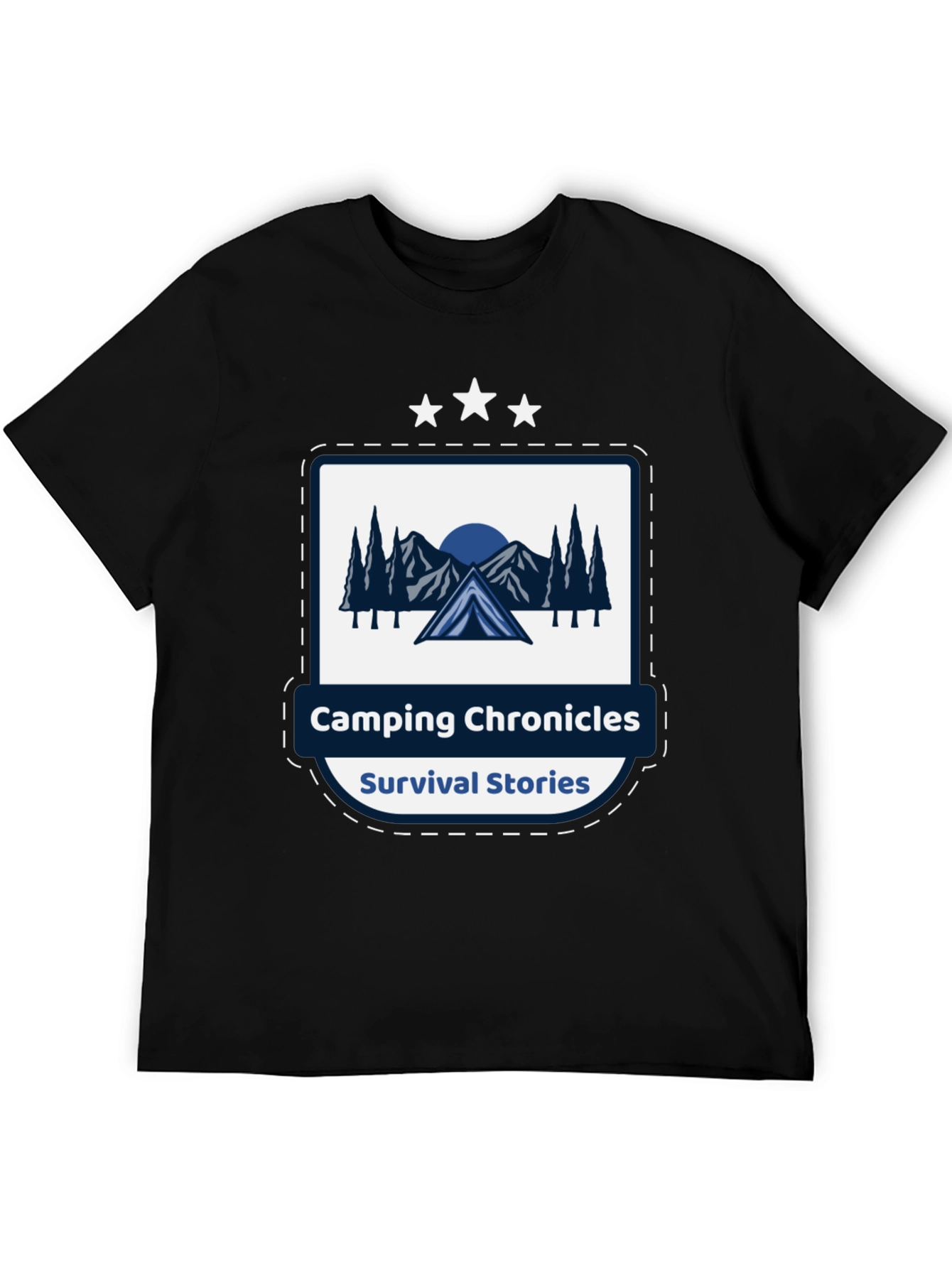 Camping Chronicles Survival Stories Black T-Shirt