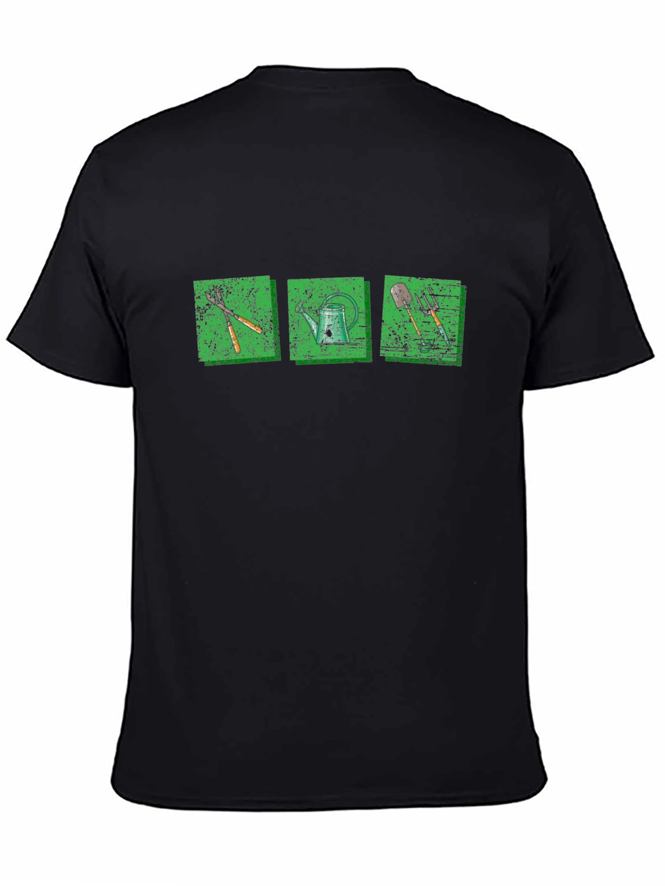 Gardening Tools Graphic Tee - Black Cotton T-Shirt