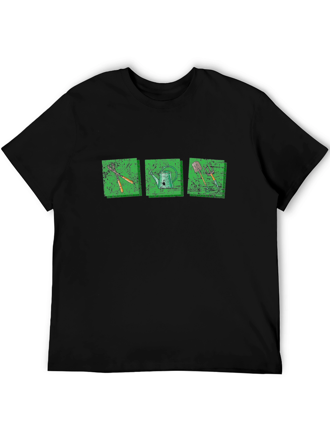 Gardening Tools Graphic Tee - Black Cotton T-Shirt