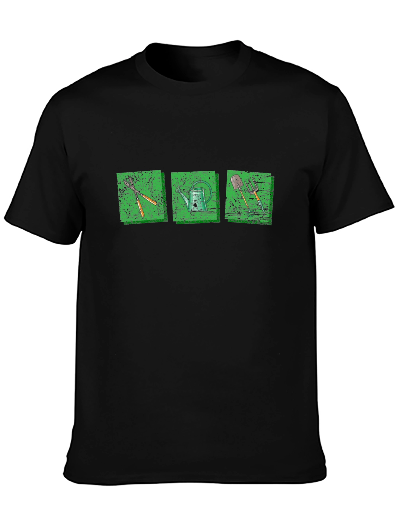 Gardening Tools Graphic Tee - Black Cotton T-Shirt