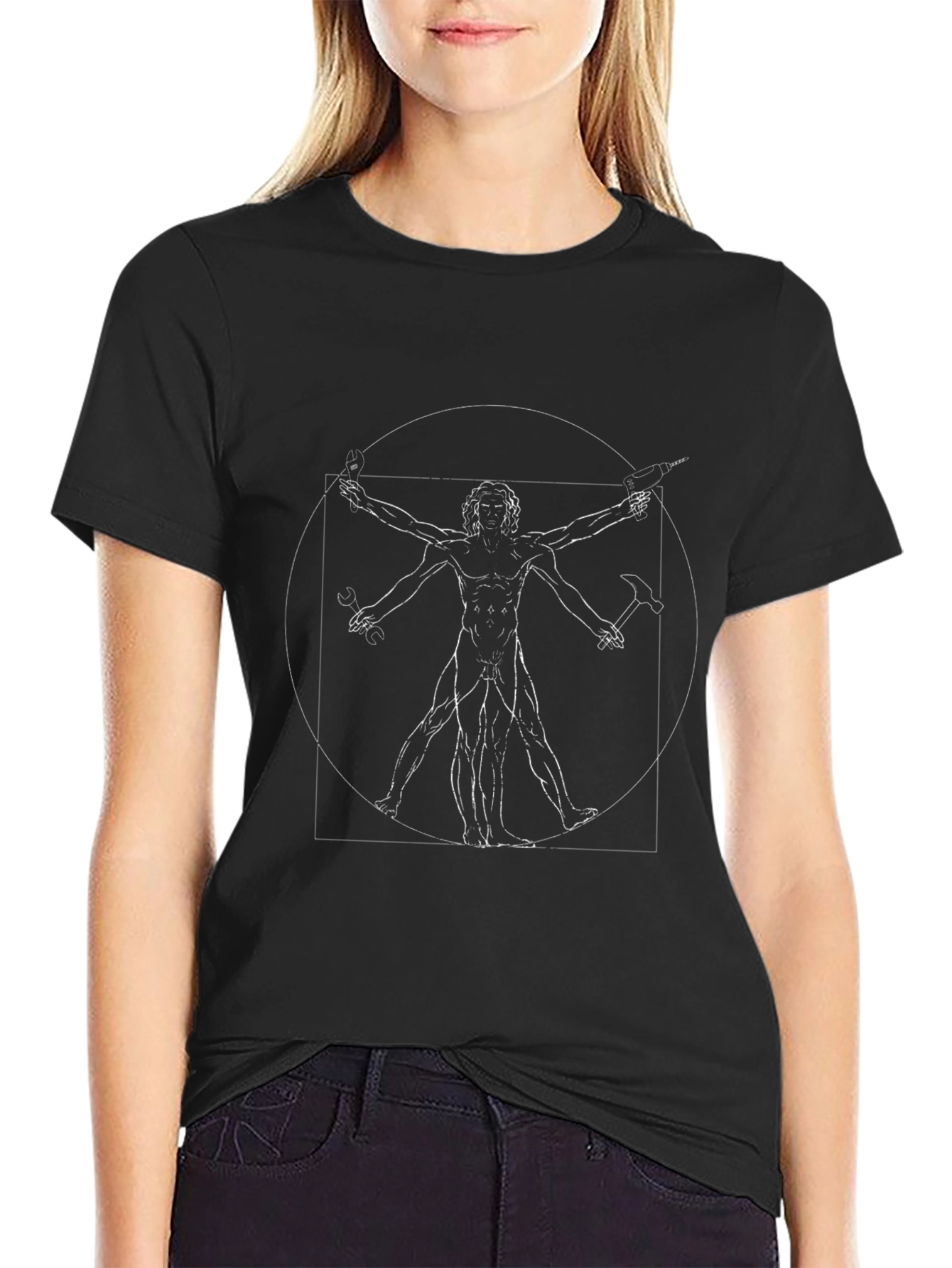 Vitruvian Man Tool Black T-Shirt
