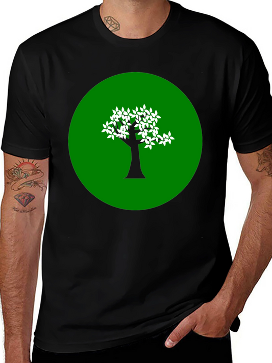Green Tree Graphic Black T-Shirt