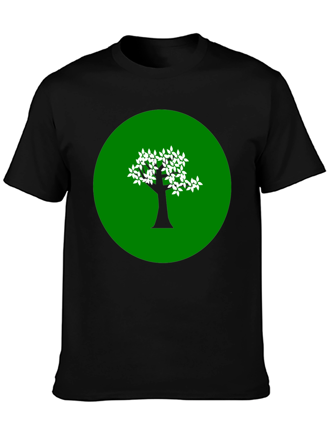 Green Tree Graphic Black T-Shirt