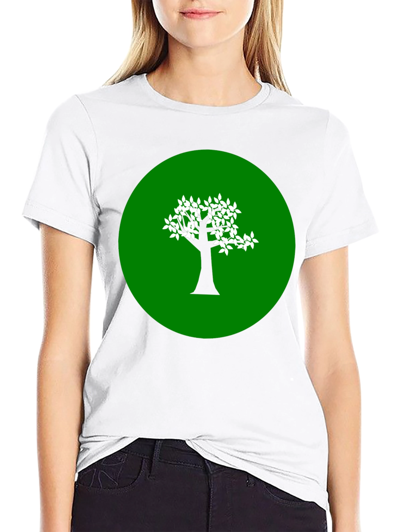 Green Tree Graphic Black T-Shirt