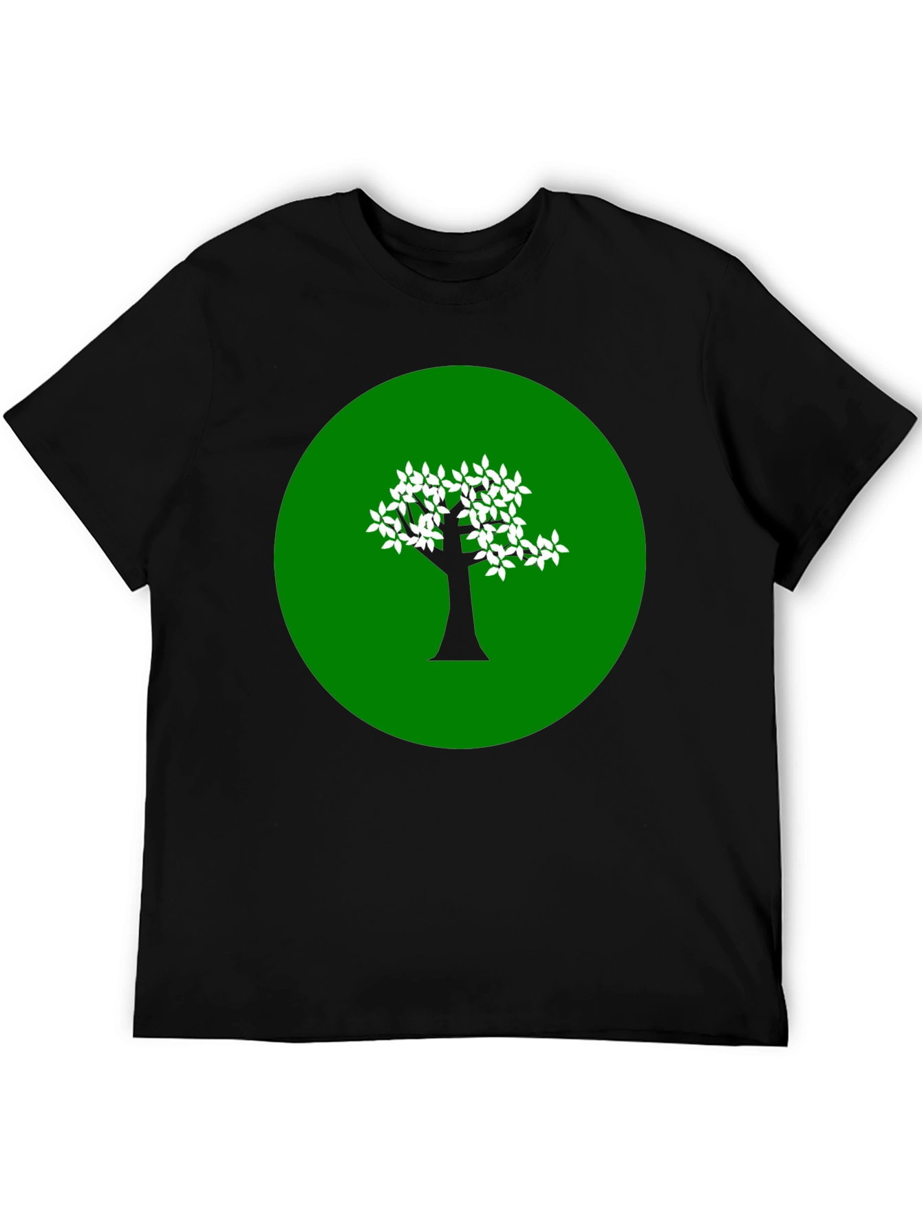 Green Tree Graphic Black T-Shirt