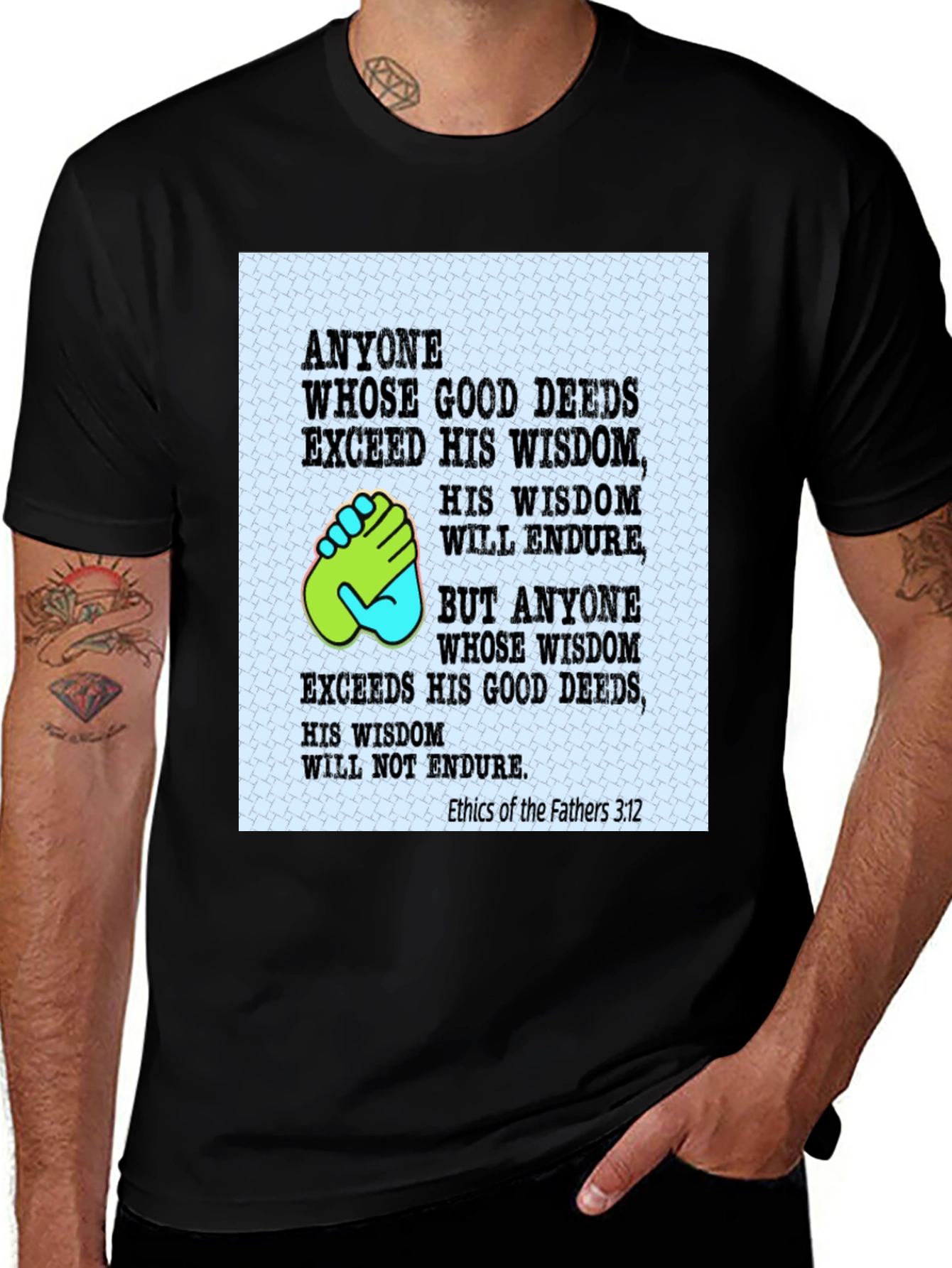 Wisdom & Deeds T-Shirt - Black Cotton Blend