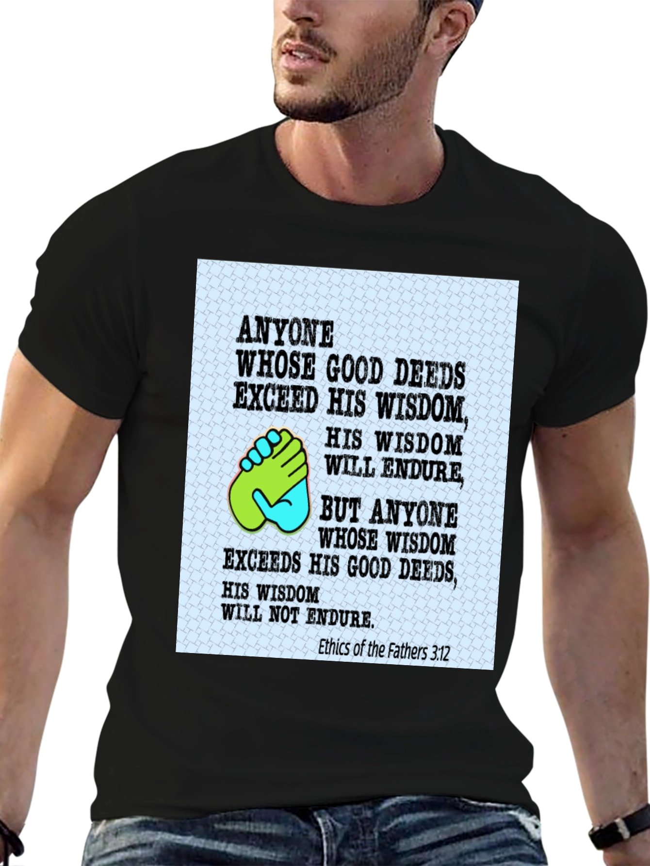 Wisdom & Deeds T-Shirt - Black Cotton Blend