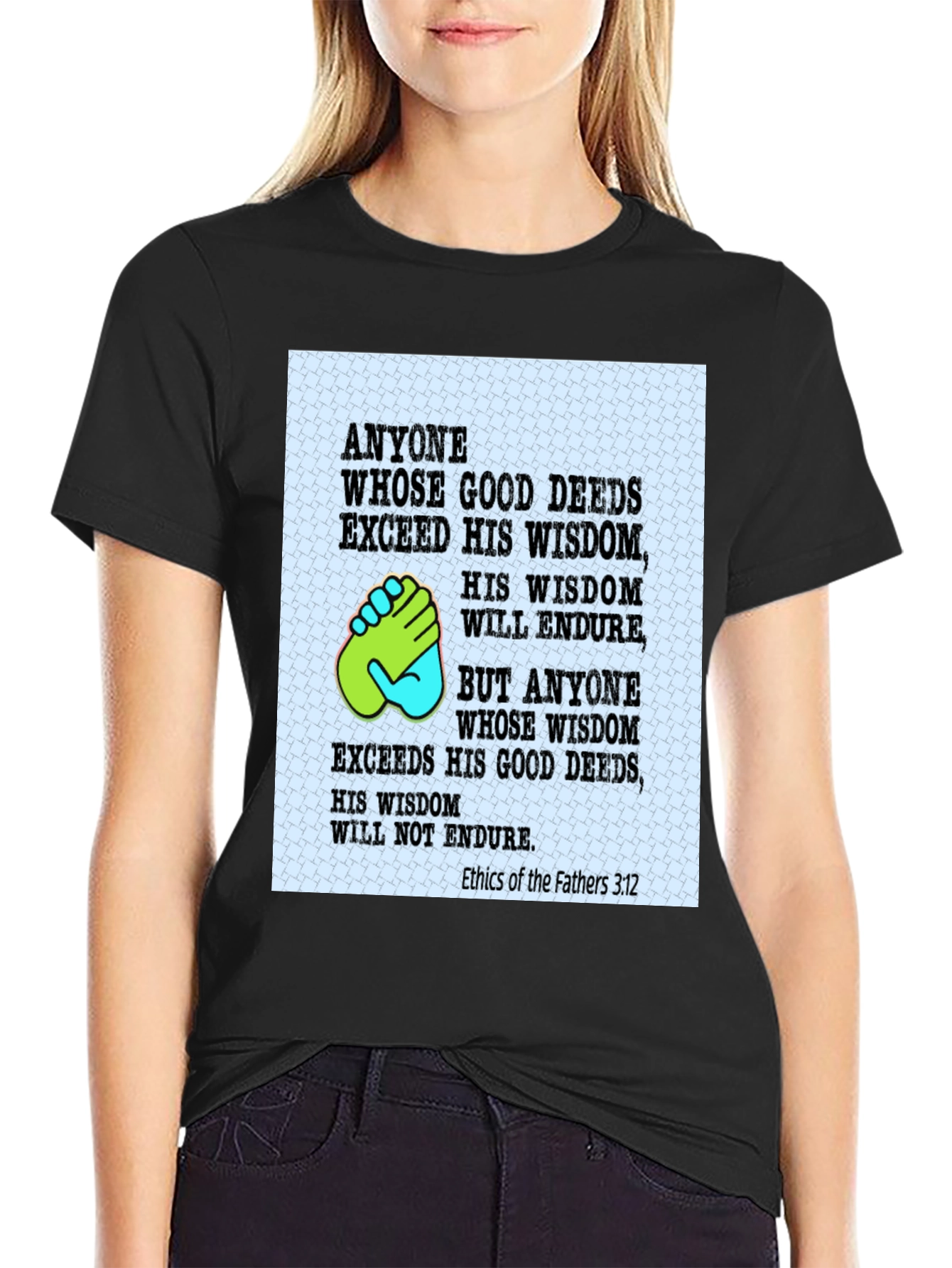 Wisdom & Deeds T-Shirt - Black Cotton Blend