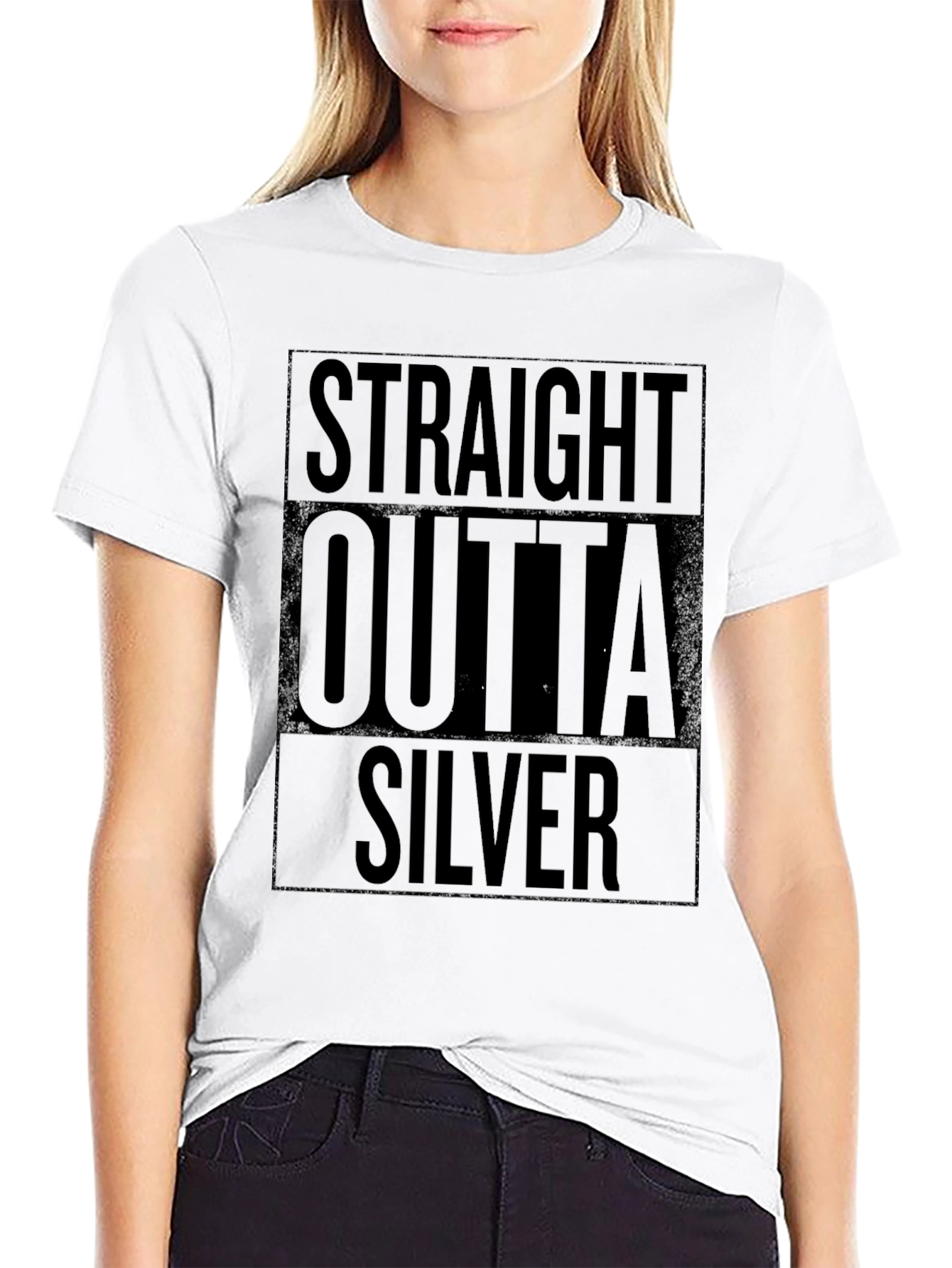 Straight Outta Silver Graphic T-Shirt - Black