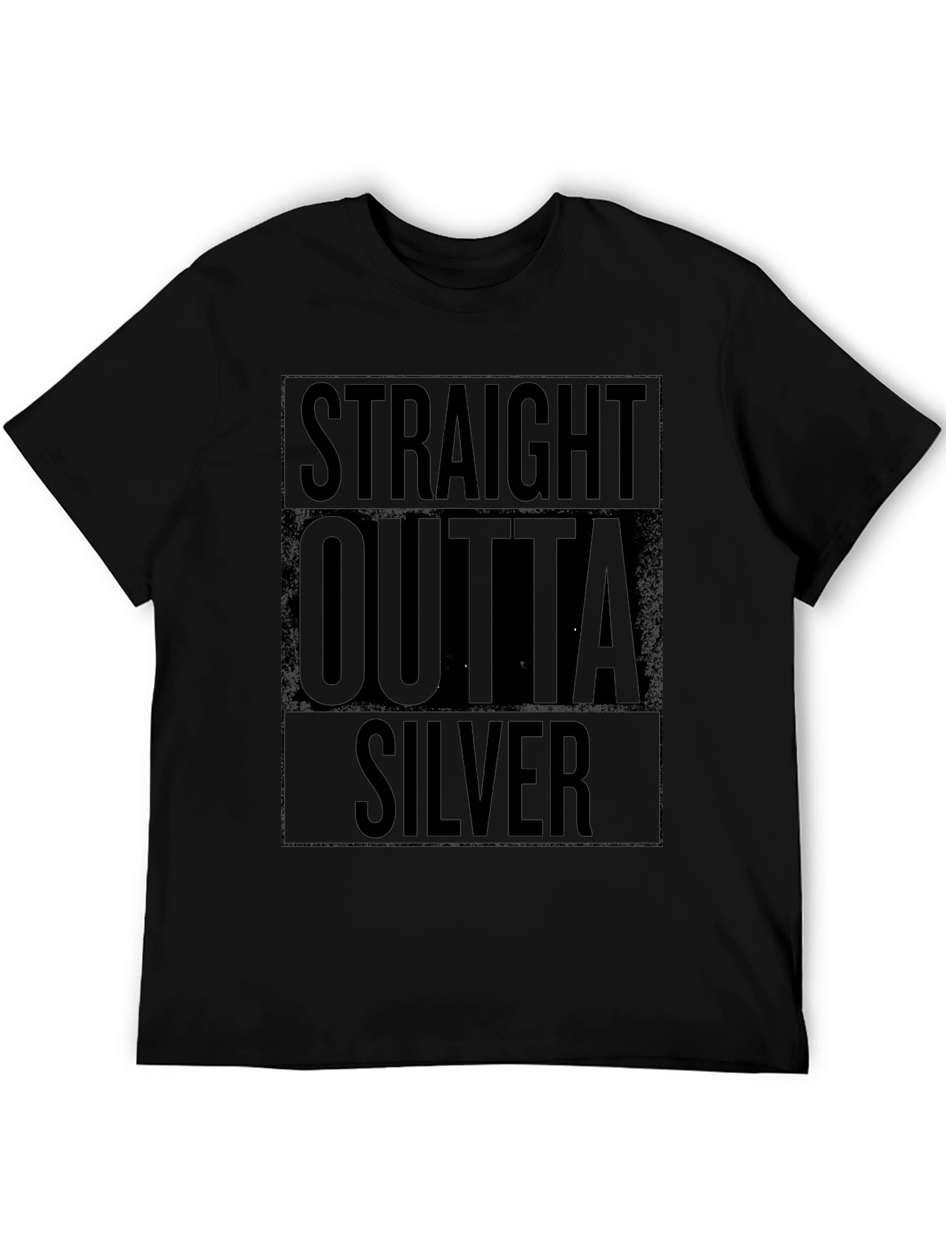 Straight Outta Silver Graphic T-Shirt - Black