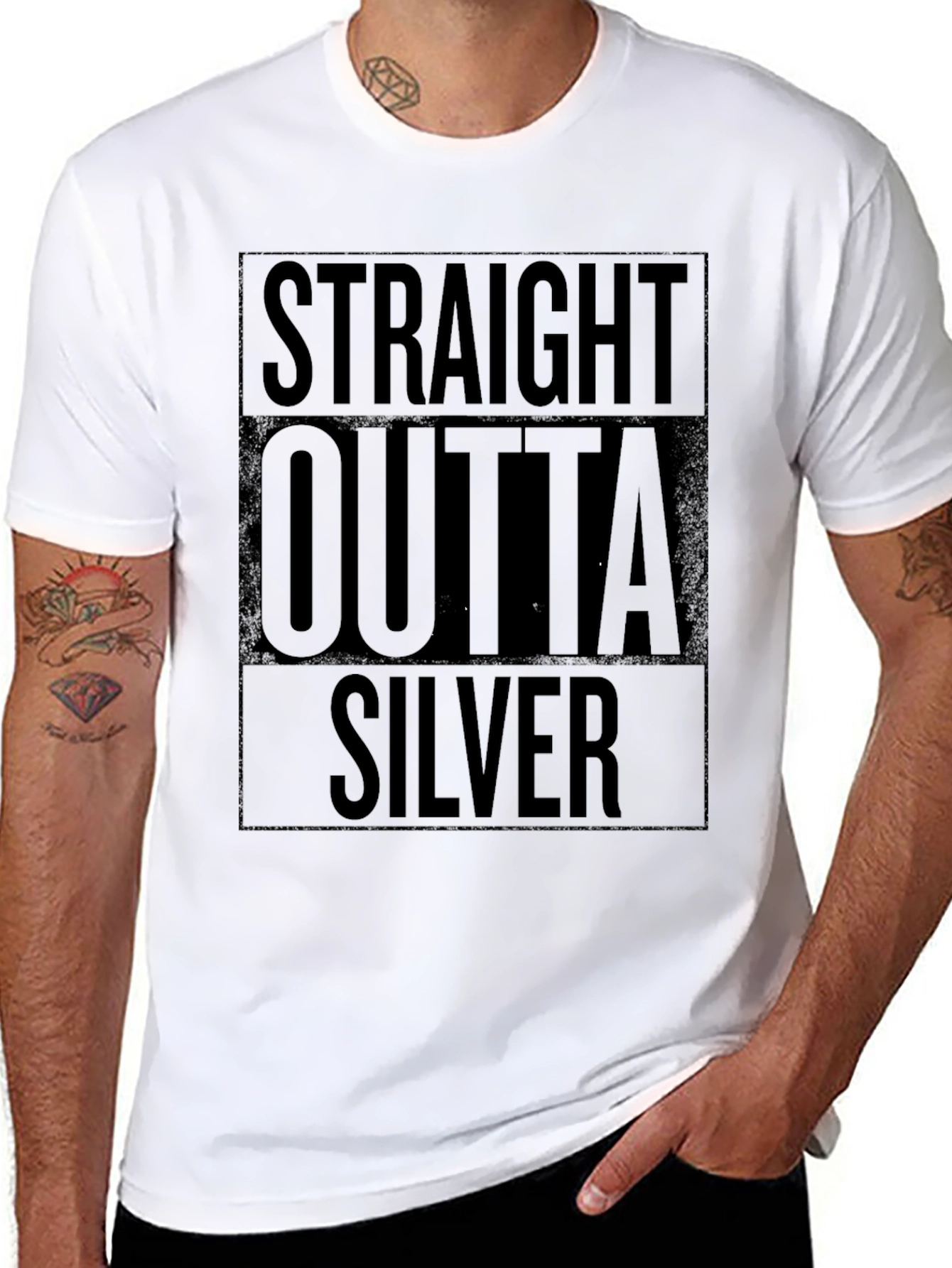 Straight Outta Silver Graphic T-Shirt - Black