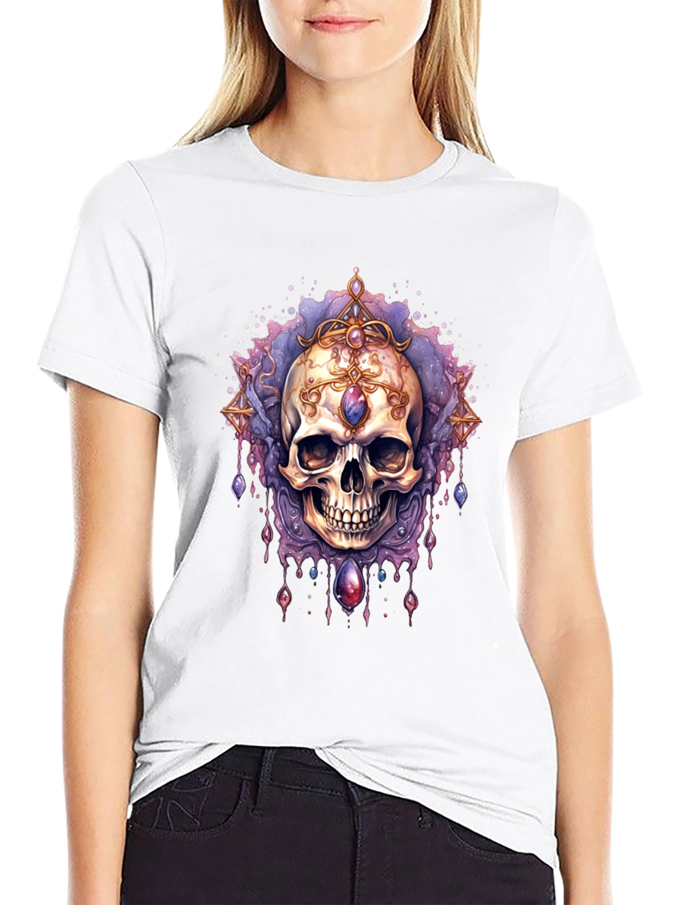 Skull Jewel Tee - Gothic Style Black T-Shirt