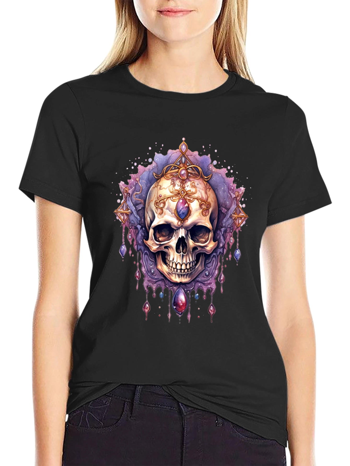 Skull Jewel Tee - Gothic Style Black T-Shirt