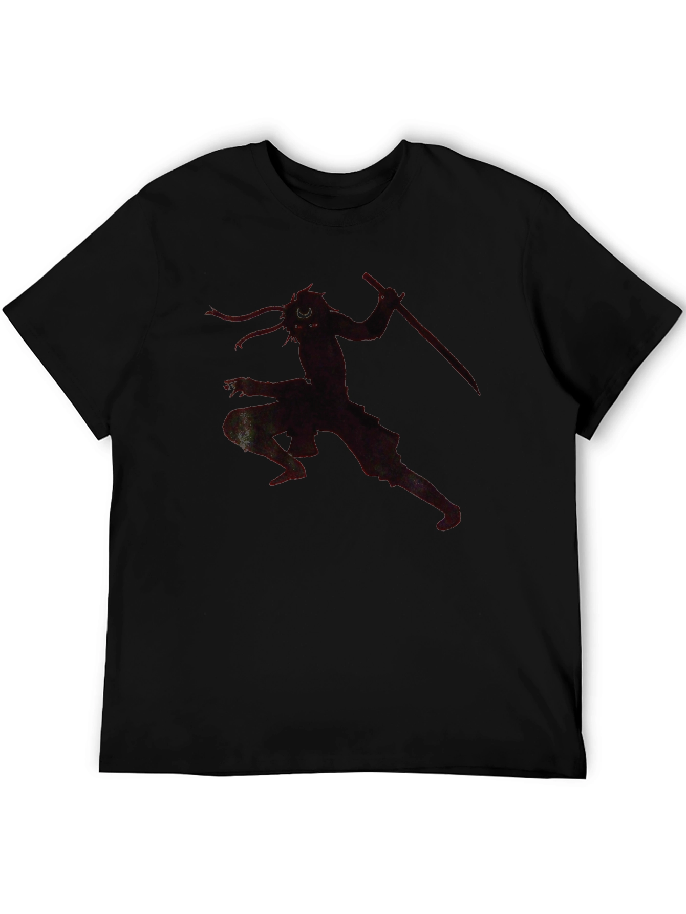 Samurai Warrior Graphic Tee - Black Cotton Blend