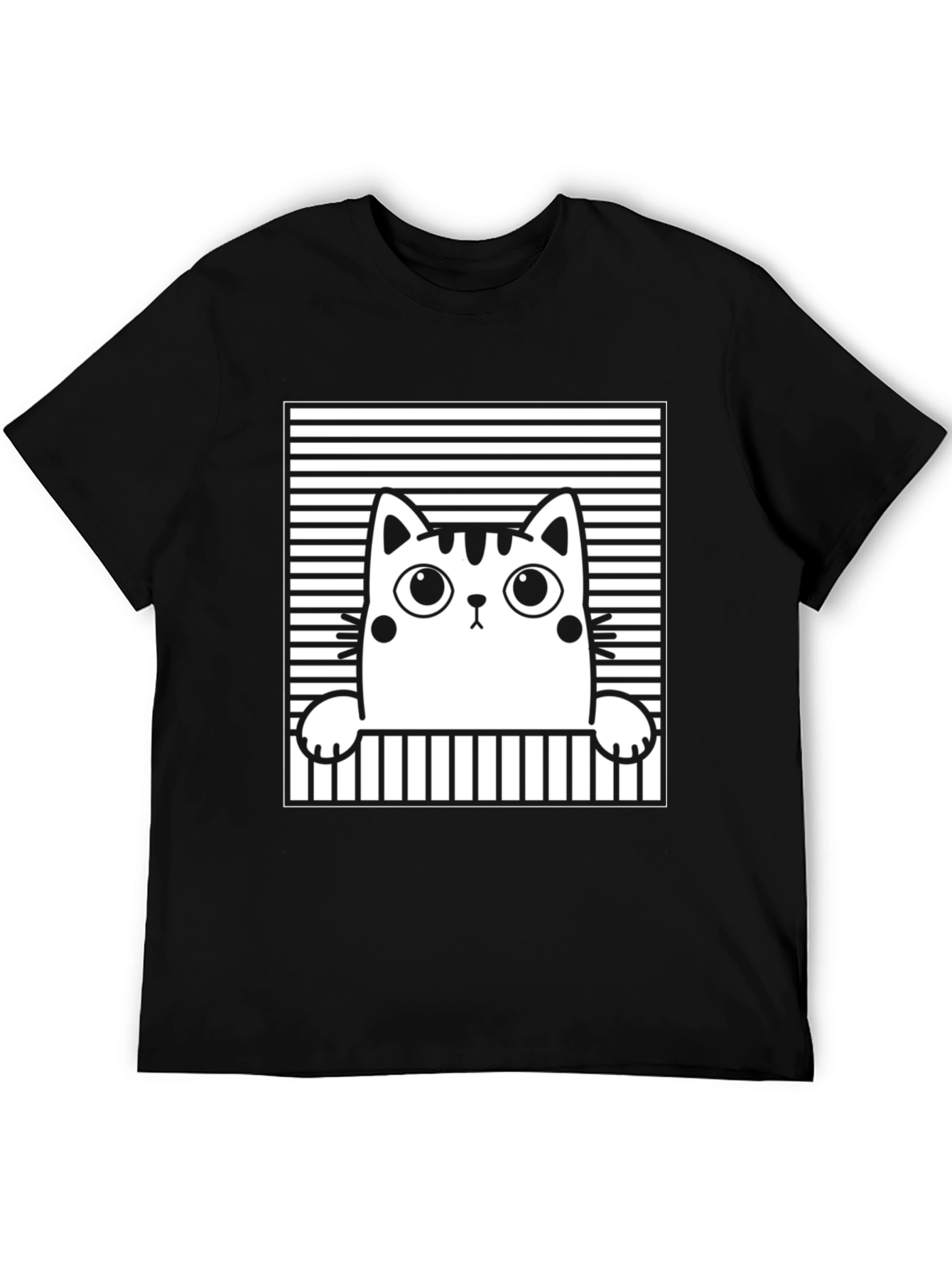 Cute Cat Graphic Tee - Unisex Black T-Shirt