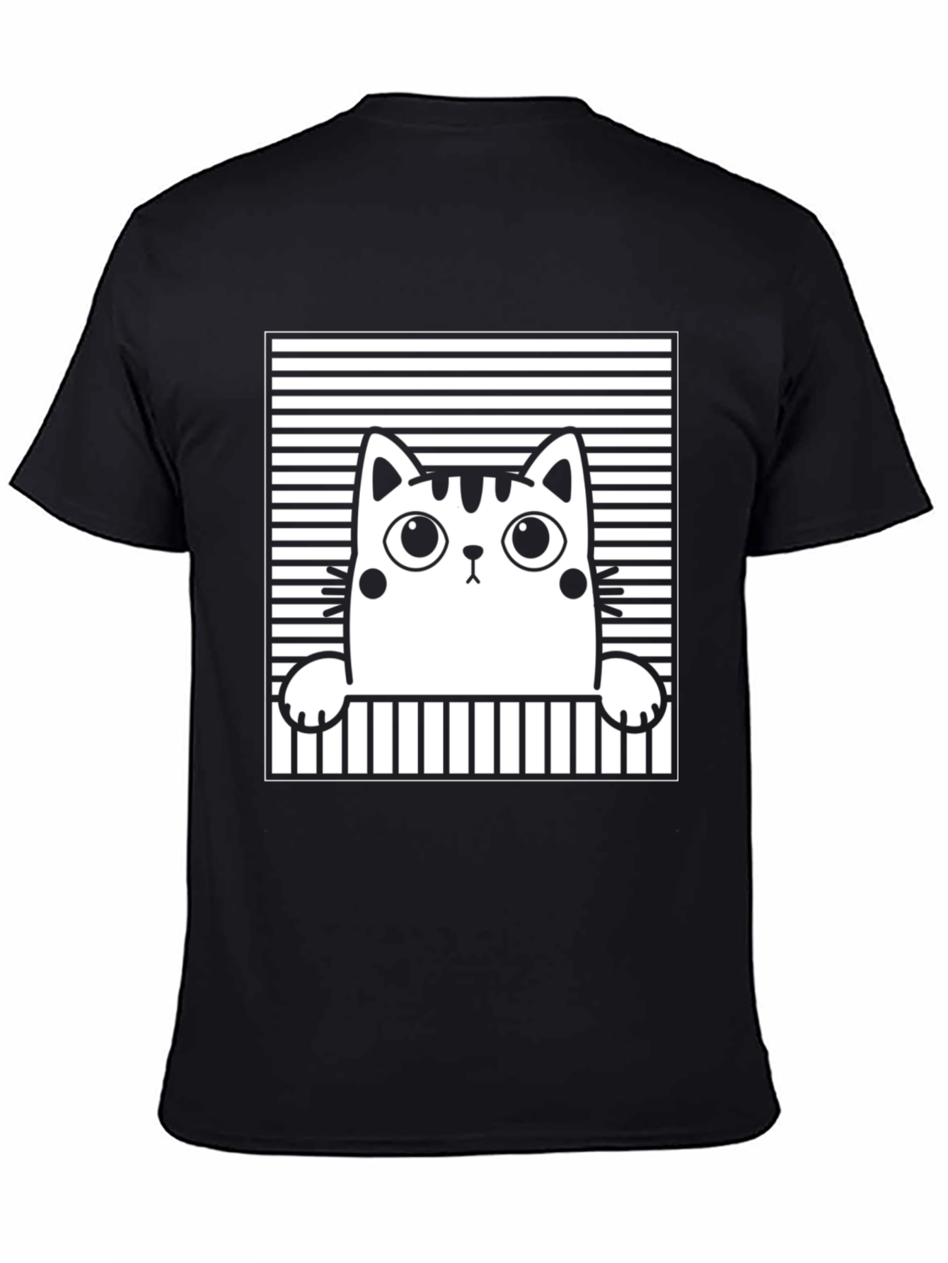 Cute Cat Graphic Tee - Unisex Black T-Shirt