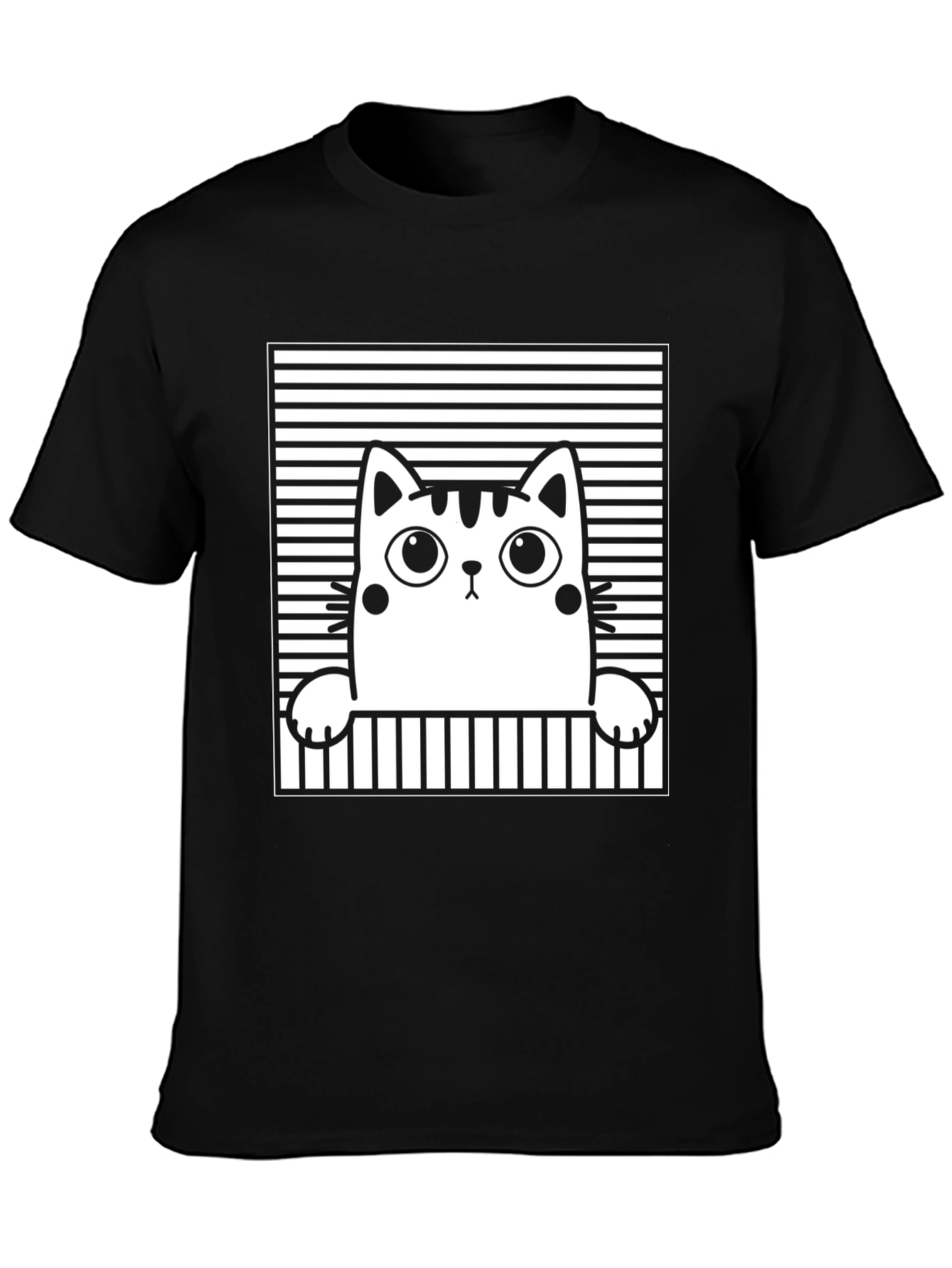 Cute Cat Graphic Tee - Unisex Black T-Shirt