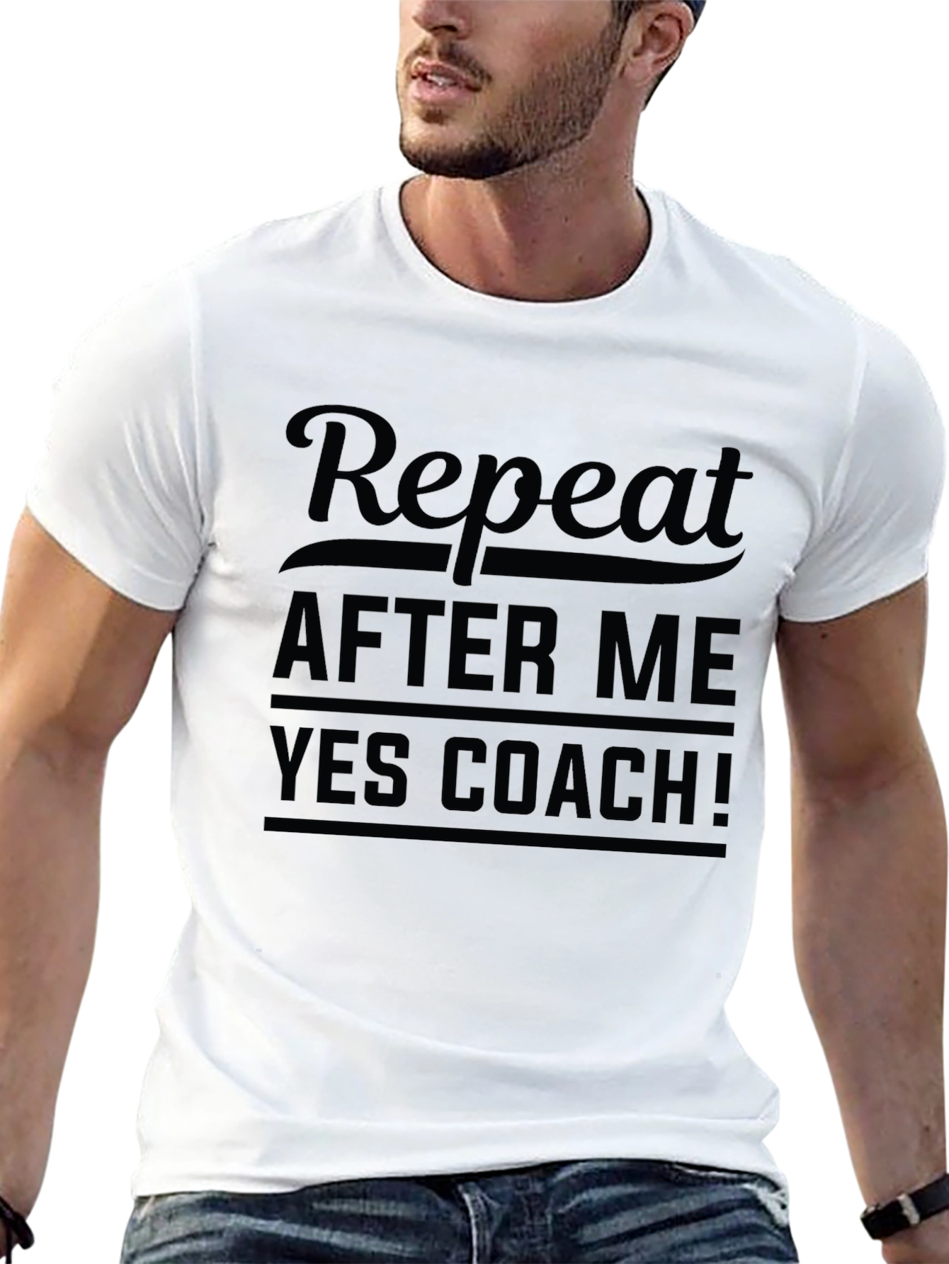 Repeat After Me Yes Coach Black T-Shirt
