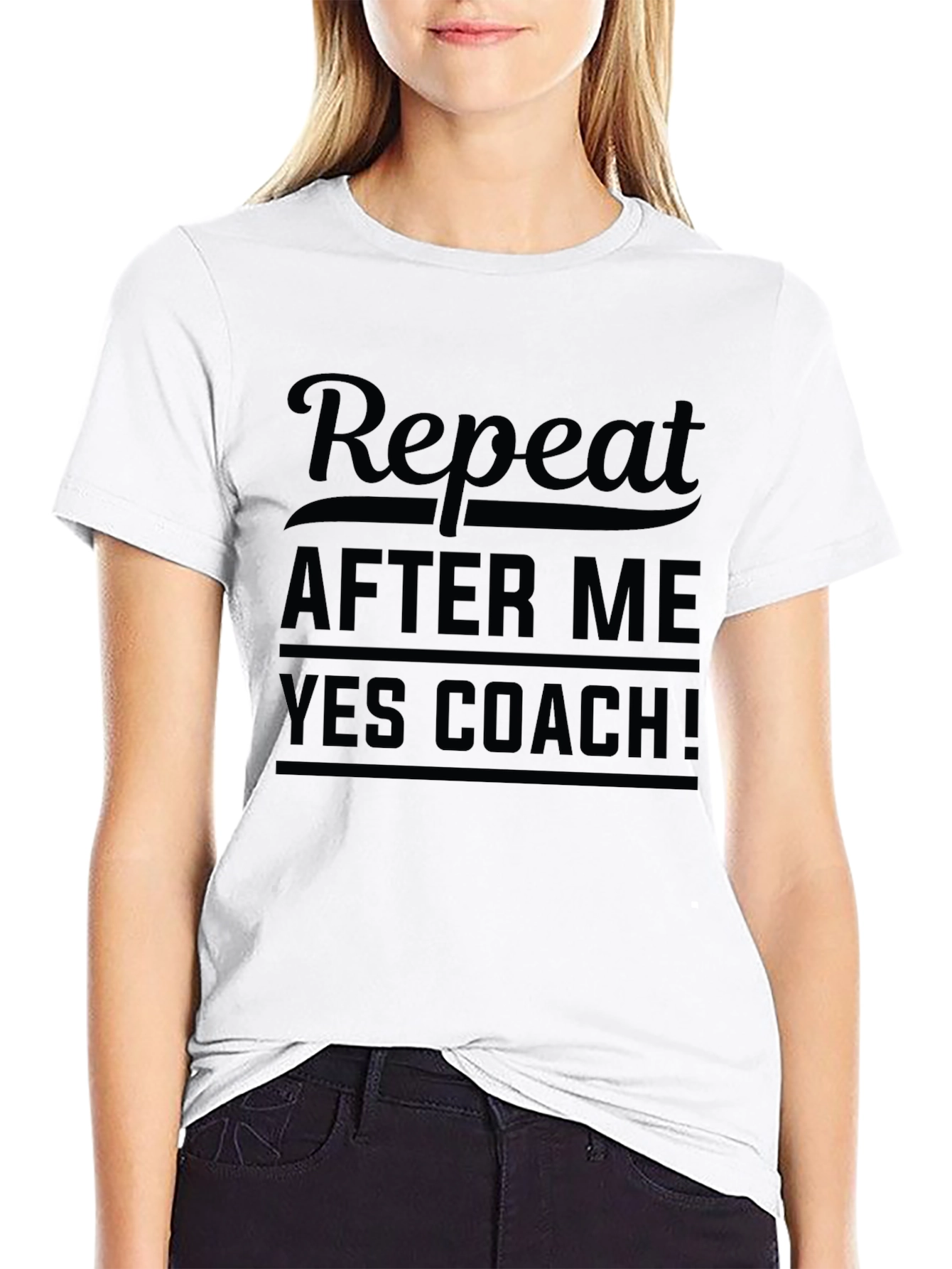 Repeat After Me Yes Coach Black T-Shirt