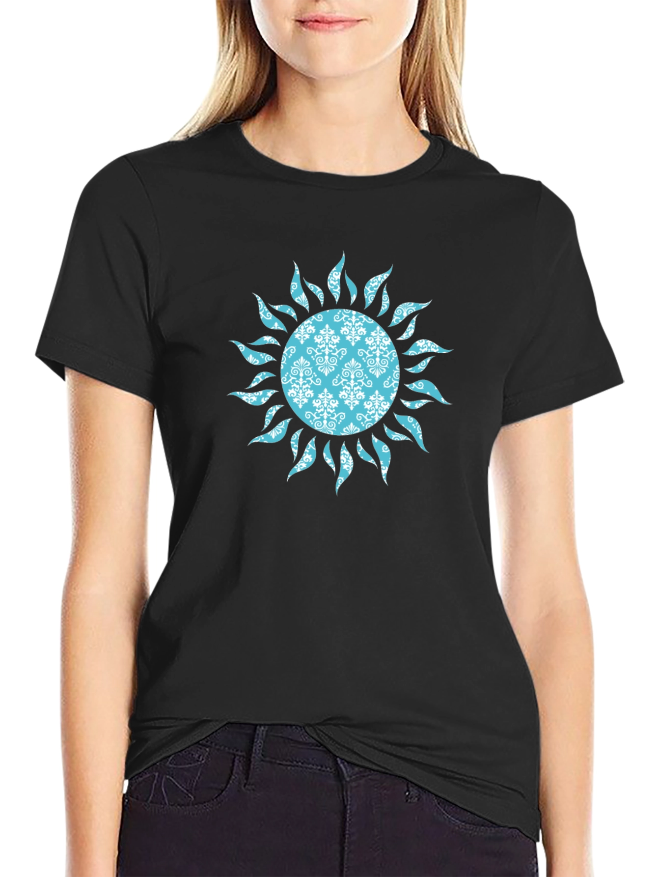 Boho Sun Graphic T-Shirt - Black