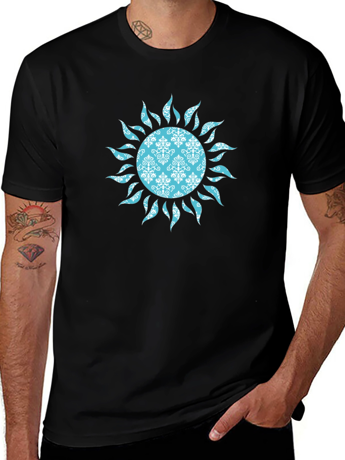 Boho Sun Graphic T-Shirt - Black