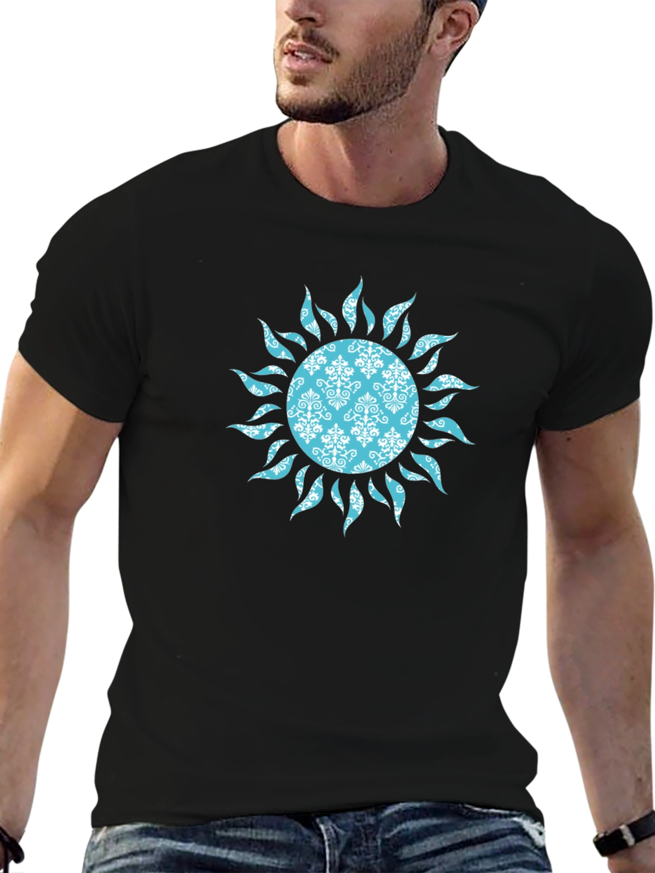 Boho Sun Graphic T-Shirt - Black
