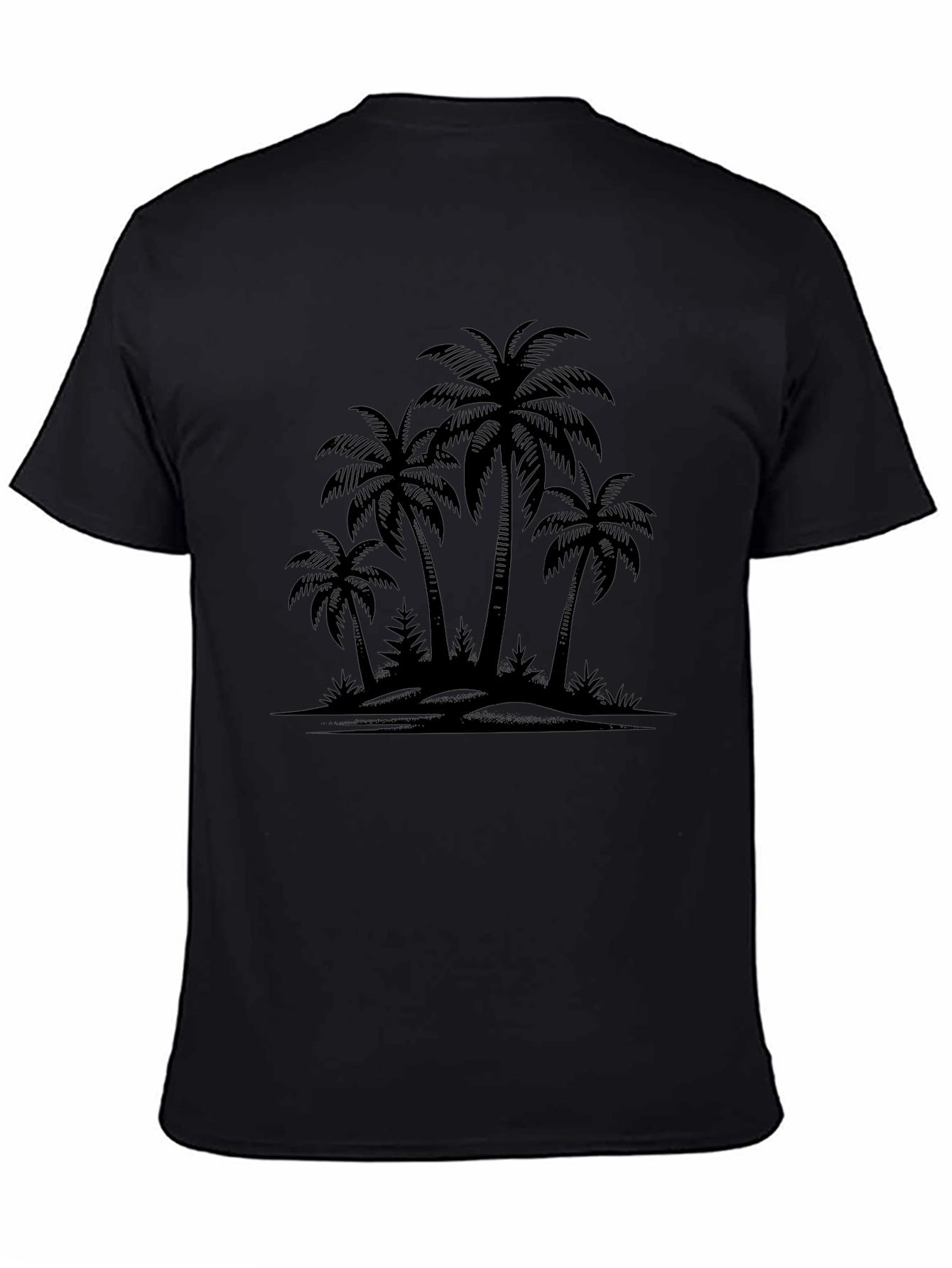Palm Tree Silhouette Graphic Black T-Shirt