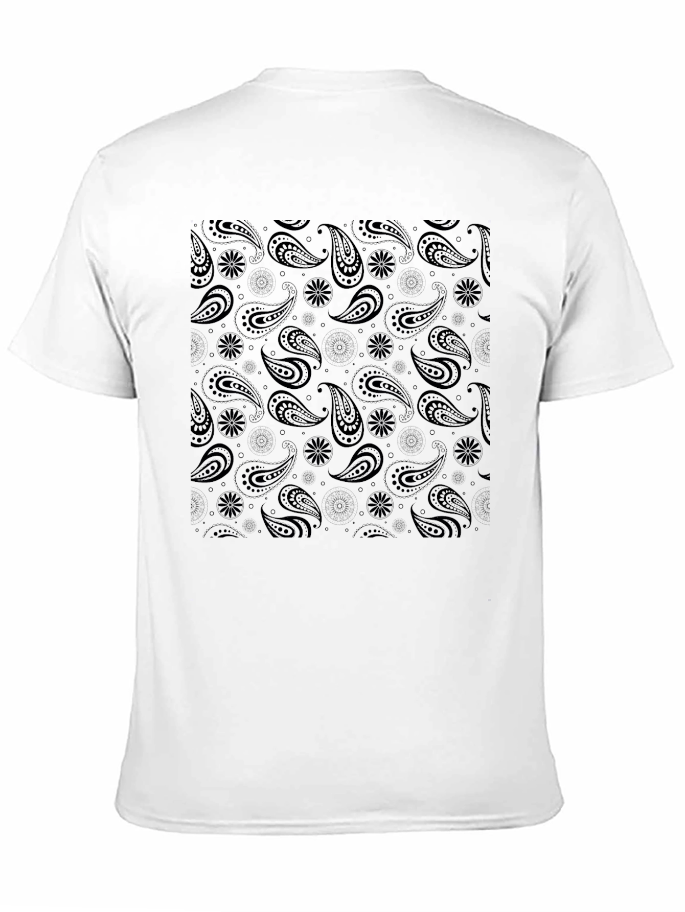 Black Paisley Print Mens T-Shirt