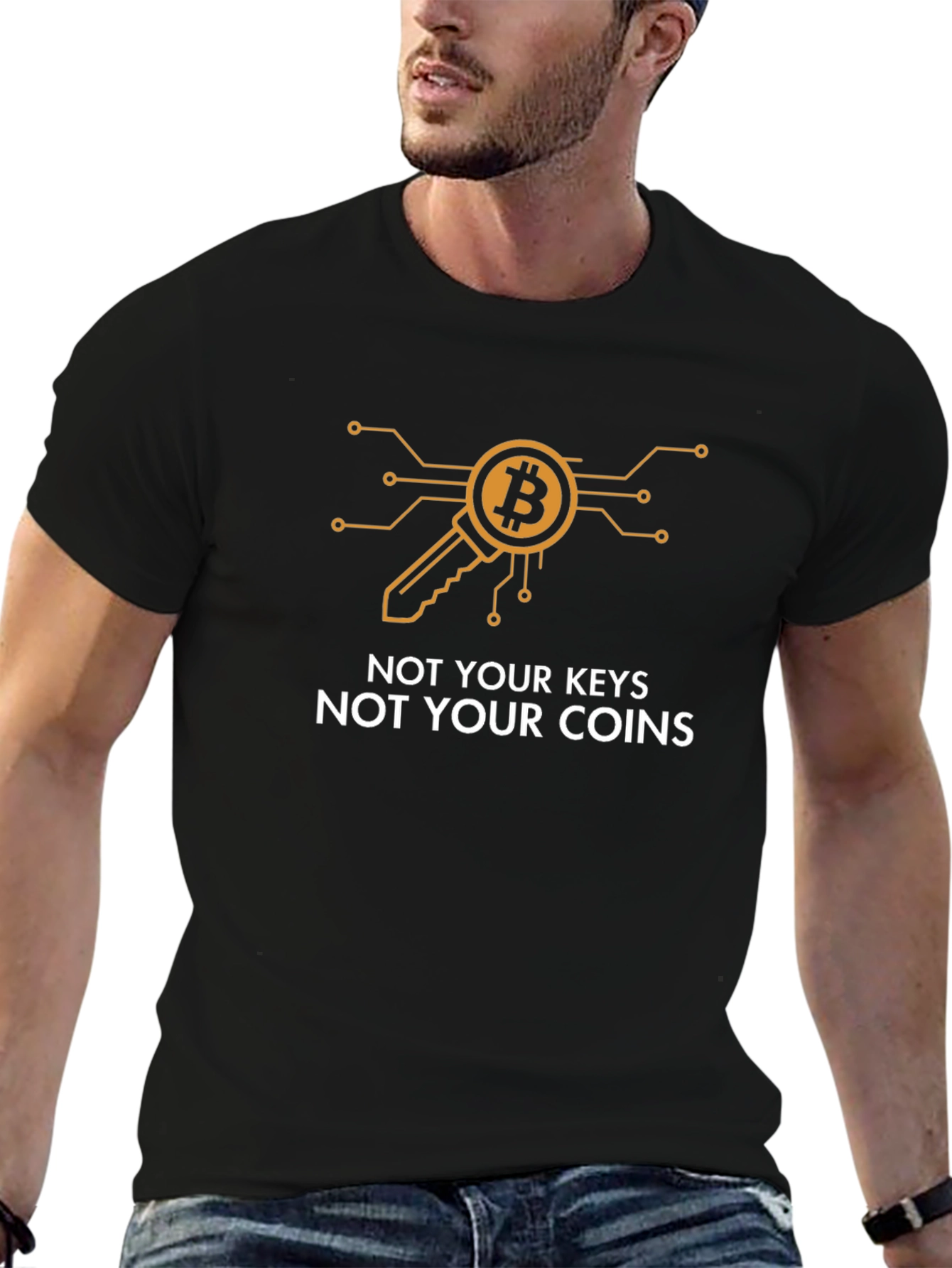 Bitcoin Key T-Shirt: Not Your Keys Not Your Coins!