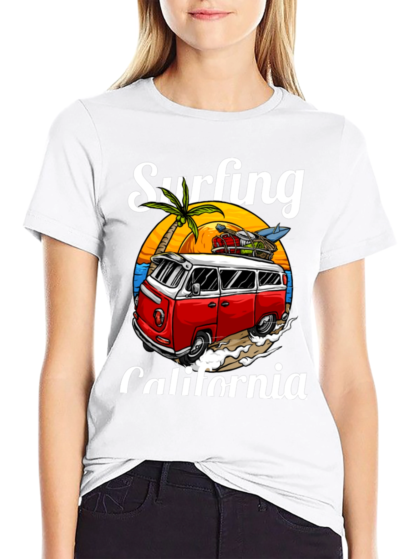 Surfing California T-Shirt - Retro Van Design