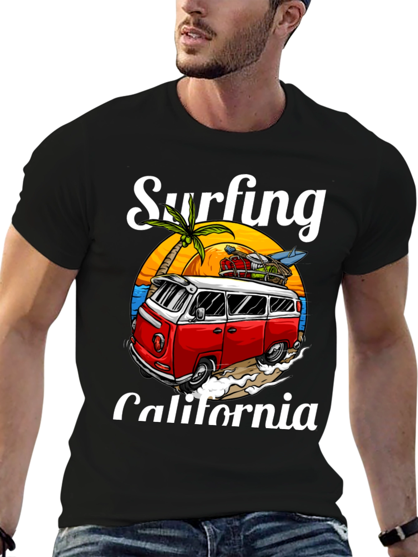 Surfing California T-Shirt - Retro Van Design
