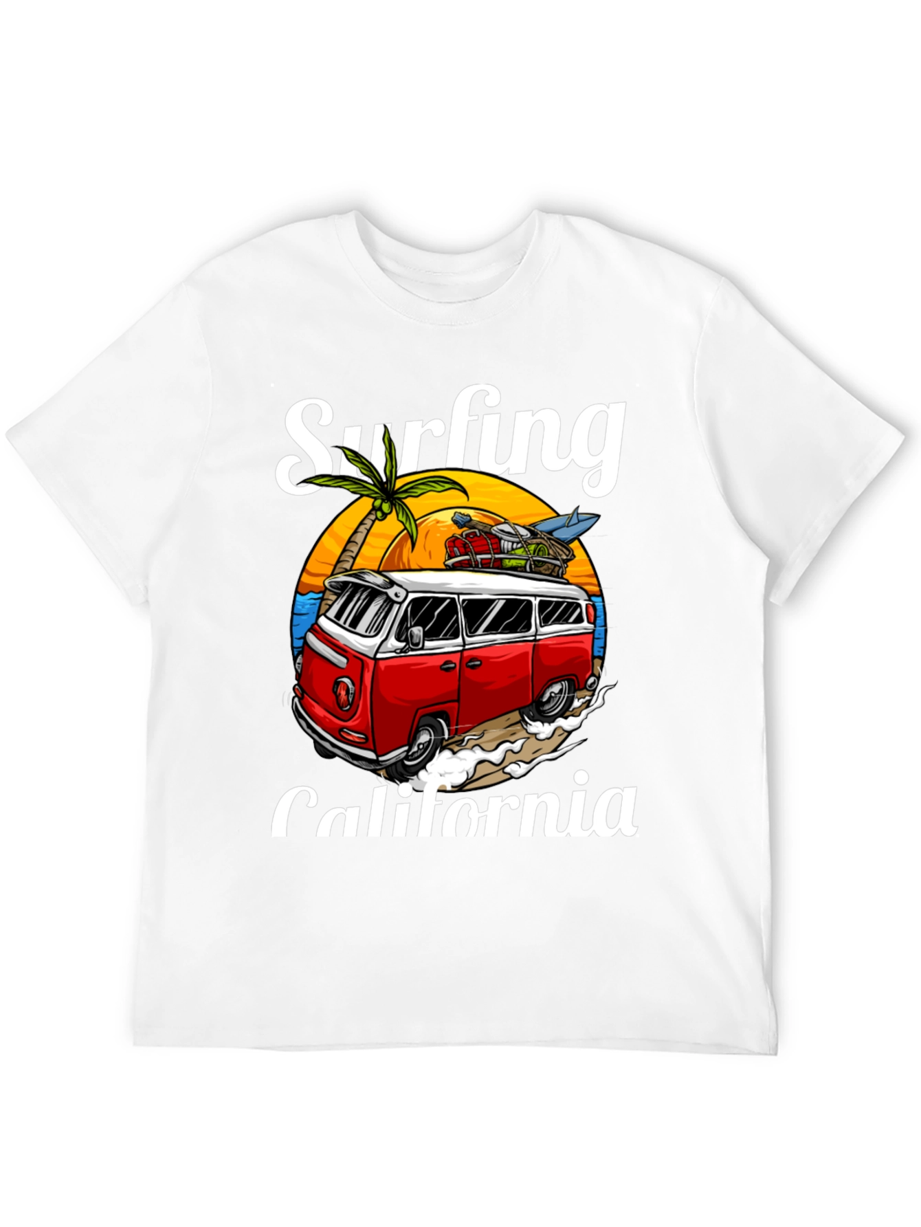 Surfing California T-Shirt - Retro Van Design