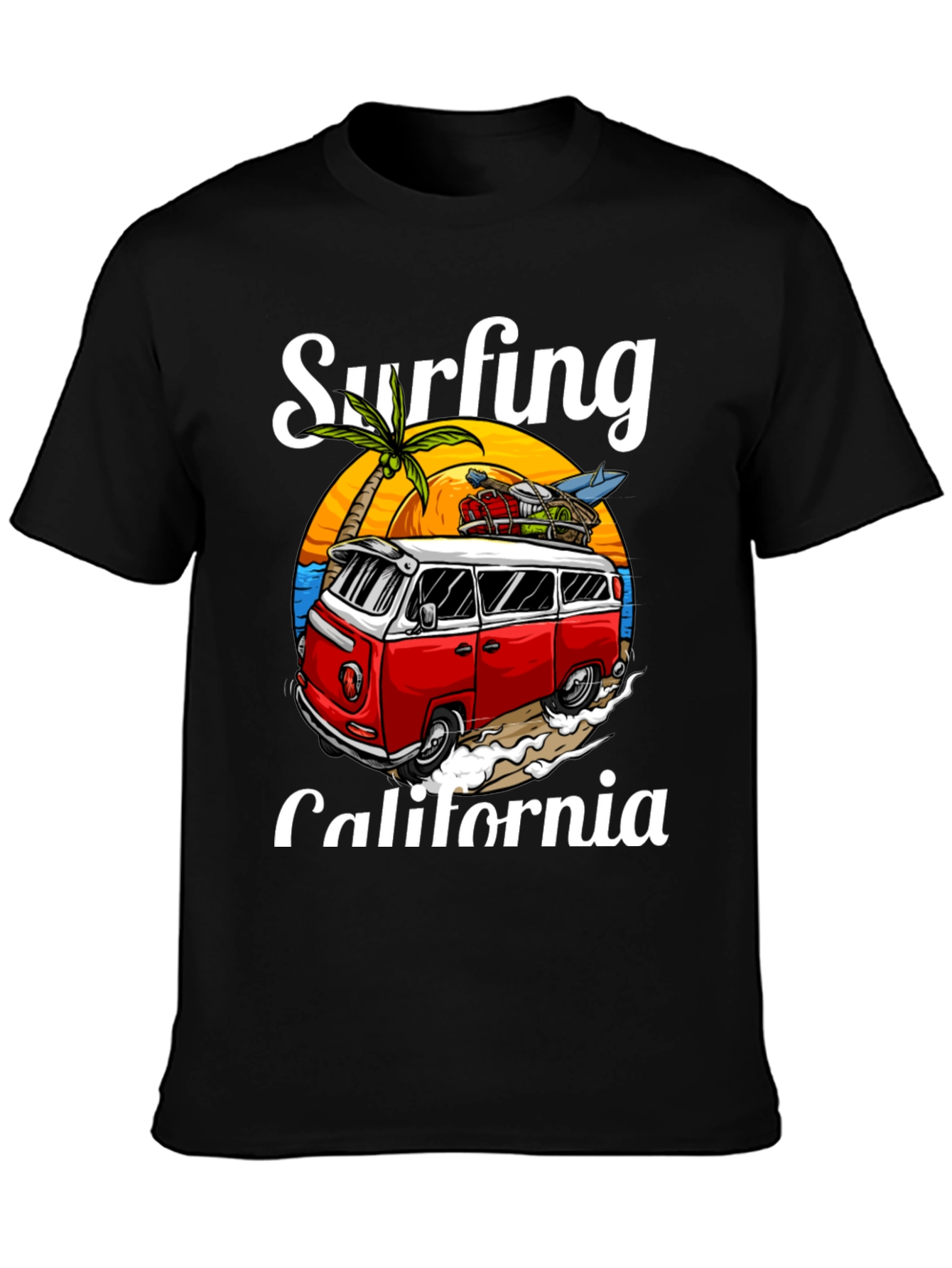 Surfing California T-Shirt - Retro Van Design