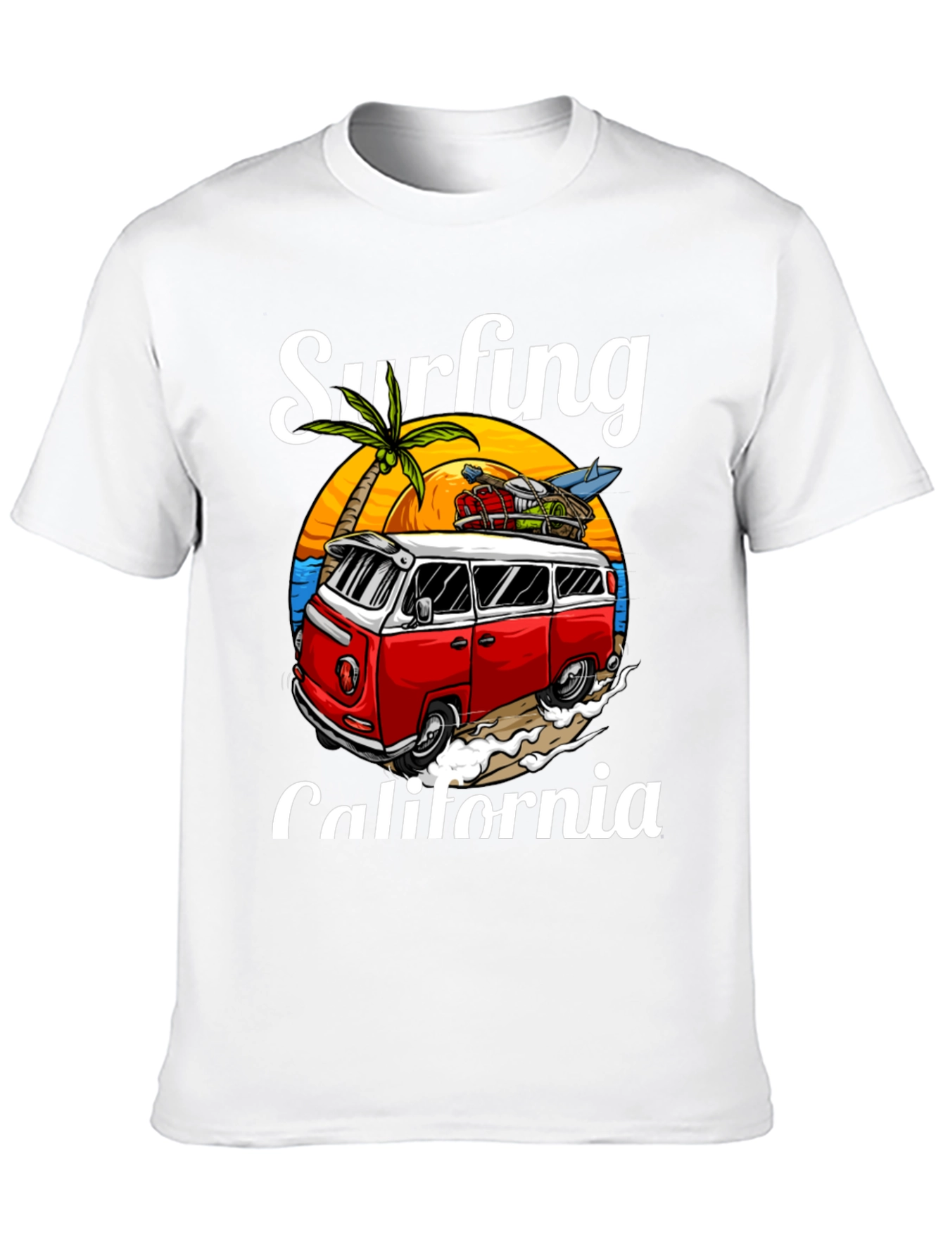 Surfing California T-Shirt - Retro Van Design