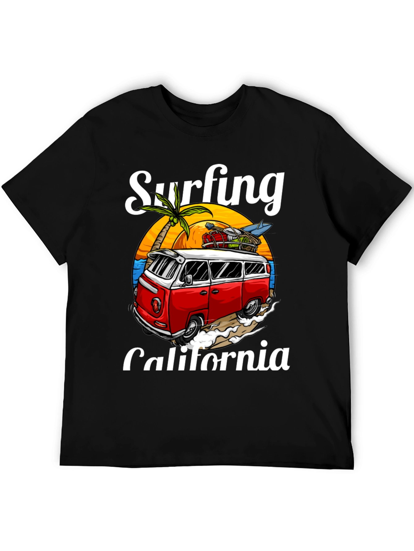 Surfing California T-Shirt - Retro Van Design