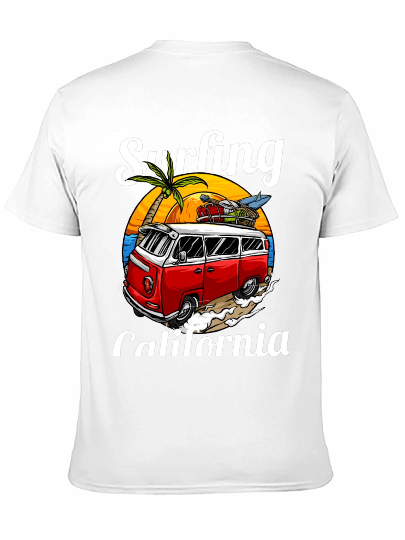 Surfing California T-Shirt - Retro Van Design