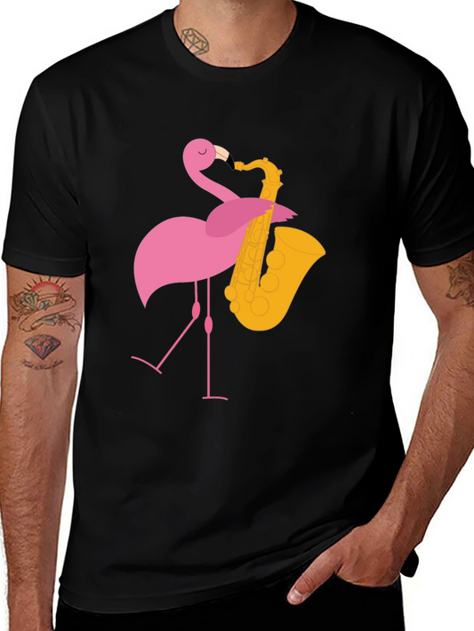 Funny Flamingo Saxophone Graphic T-Shirt