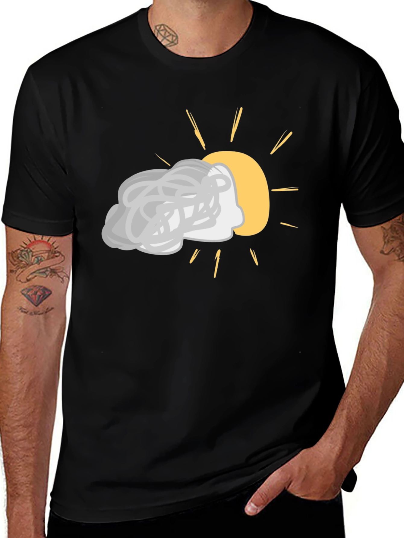Cloudy Day Graphic Tee - Black Cotton Shirt