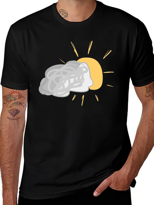 Cloudy Day Graphic Tee - Black Cotton Shirt