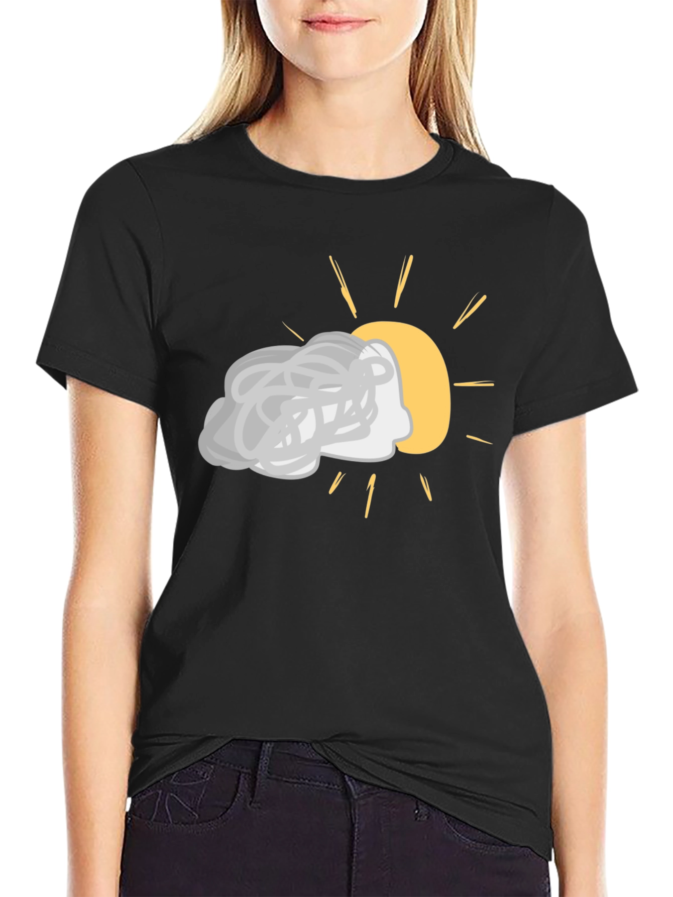 Cloudy Day Graphic Tee - Black Cotton Shirt