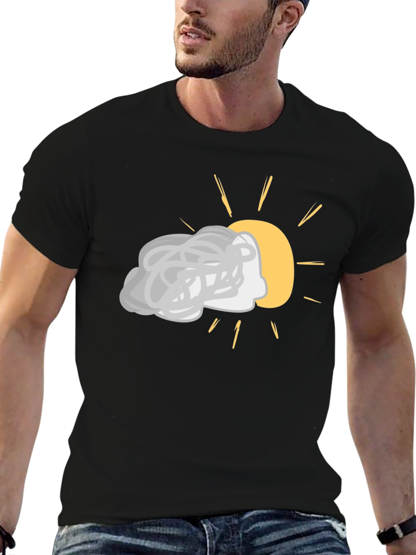 Cloudy Day Graphic Tee - Black Cotton Shirt