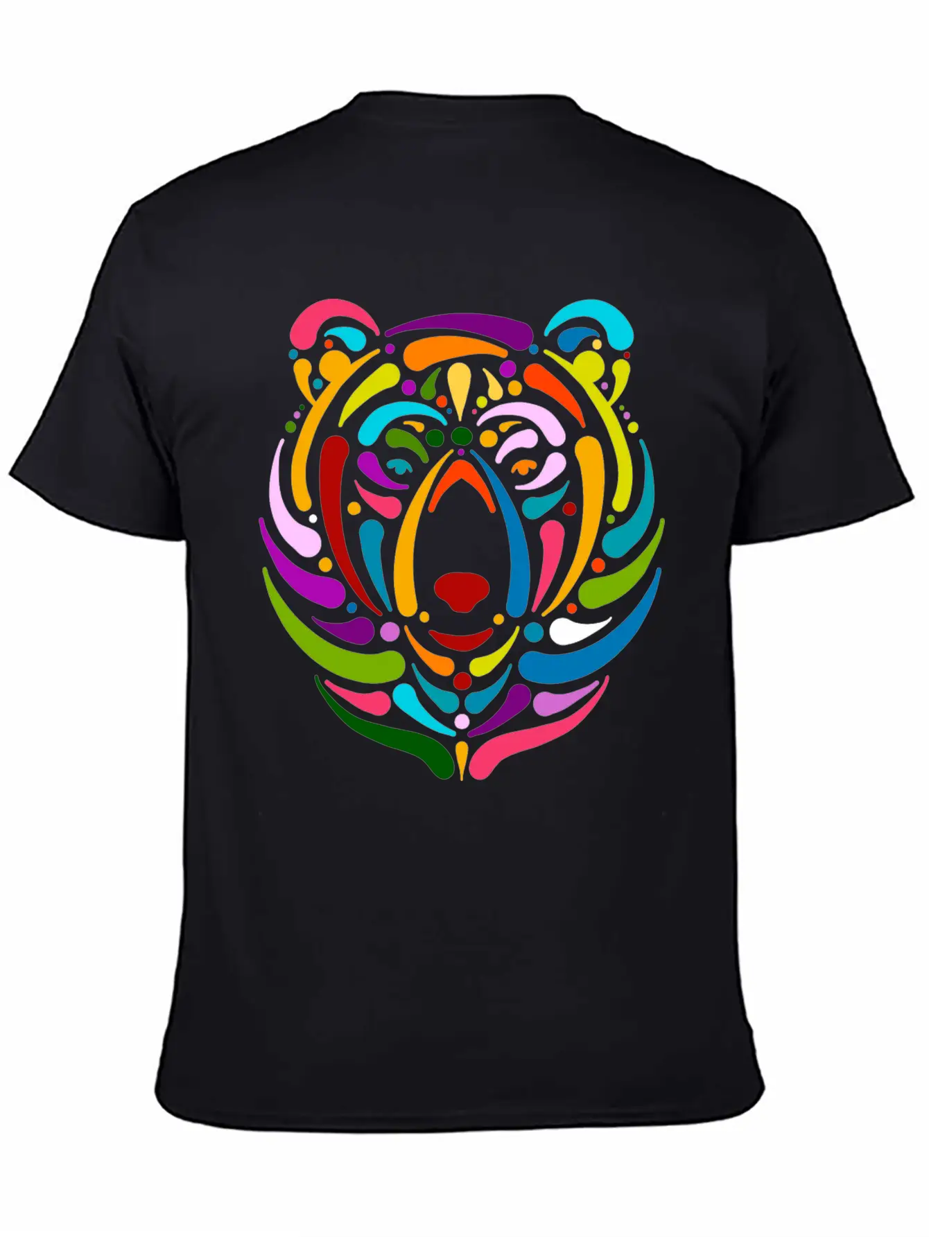 Rainbow Bear Face Sketch Unisex Casual T-Shirt – Clean Design For Daily Comfort
