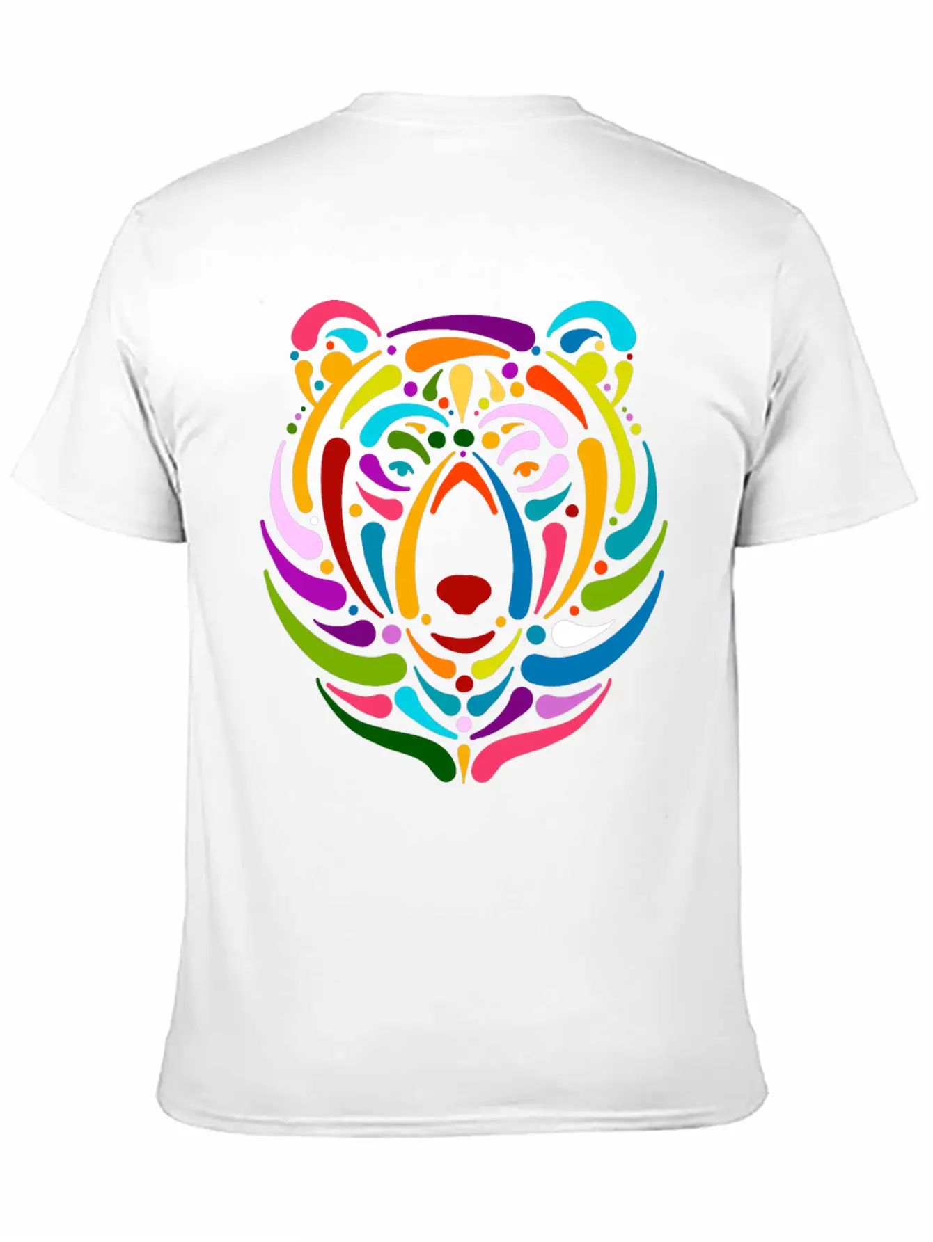 Rainbow Bear Face Sketch Unisex Casual T-Shirt – Clean Design For Daily Comfort