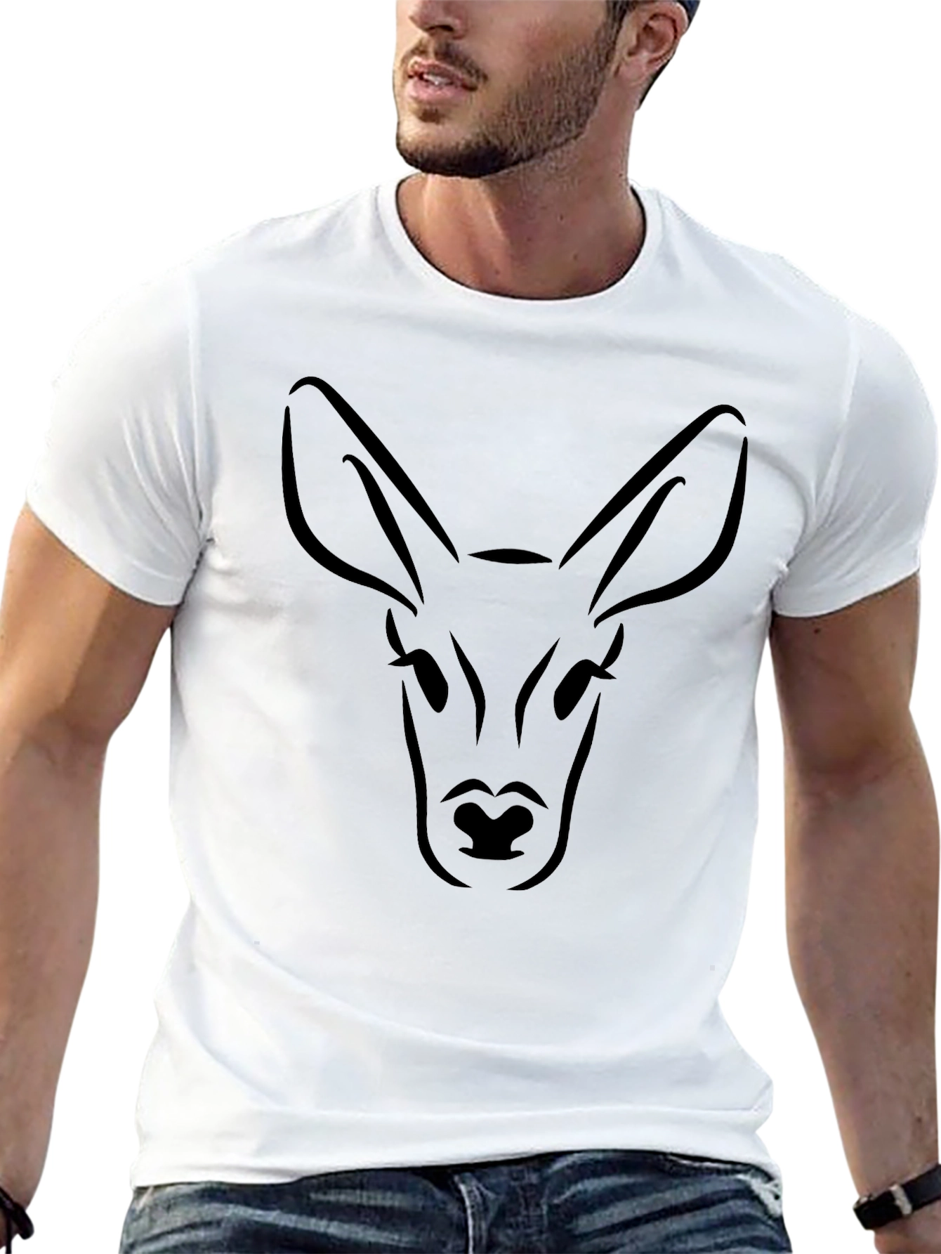 Mens Black Deer Graphic T-Shirt