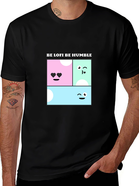 Be Lofi Be Humble Black T-Shirt with Kawaii Design