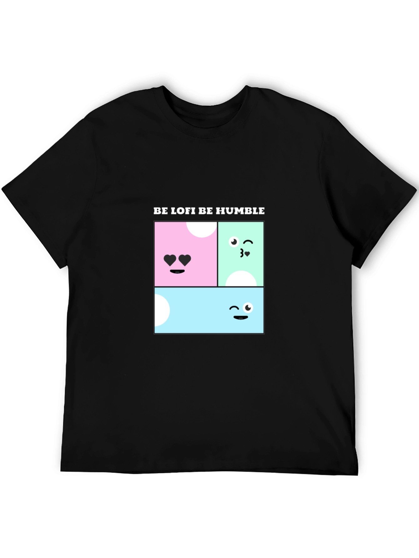 Be Lofi Be Humble Black T-Shirt with Kawaii Design