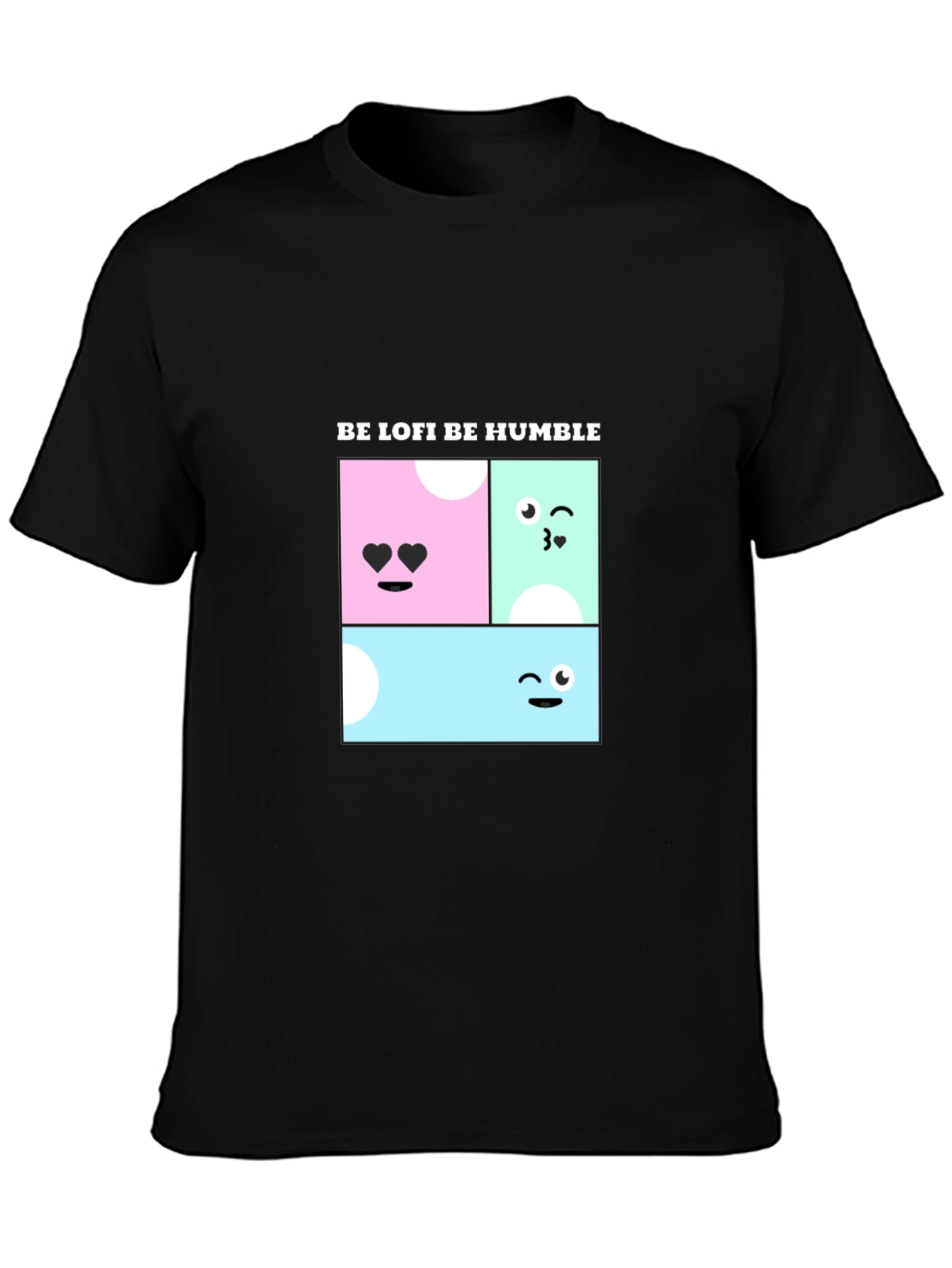 Be Lofi Be Humble Black T-Shirt with Kawaii Design